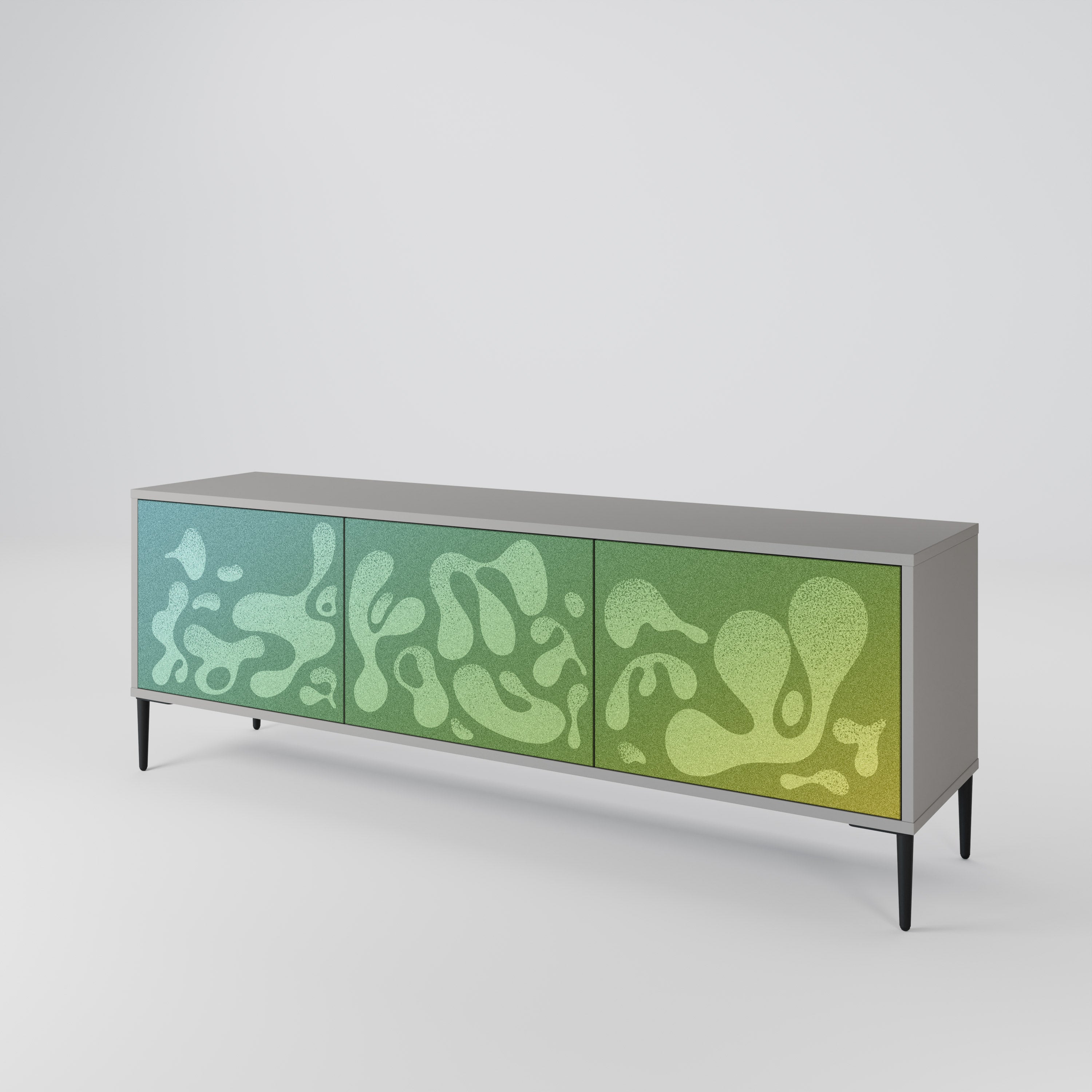 IRREGULAR BLUE 3-Door TV Stand in Grey Finish