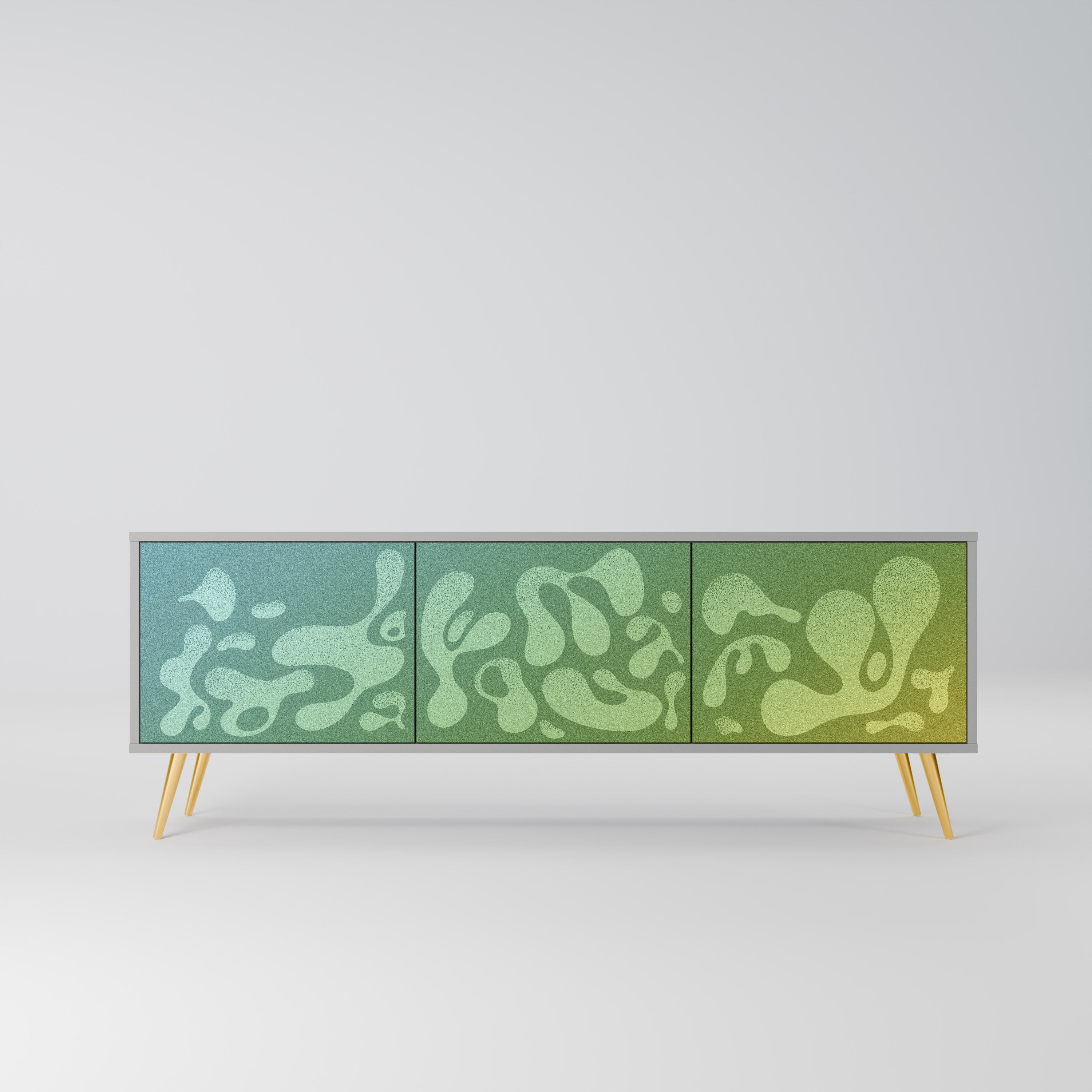 IRREGULAR BLUE 3-Door TV Stand in Grey Finish