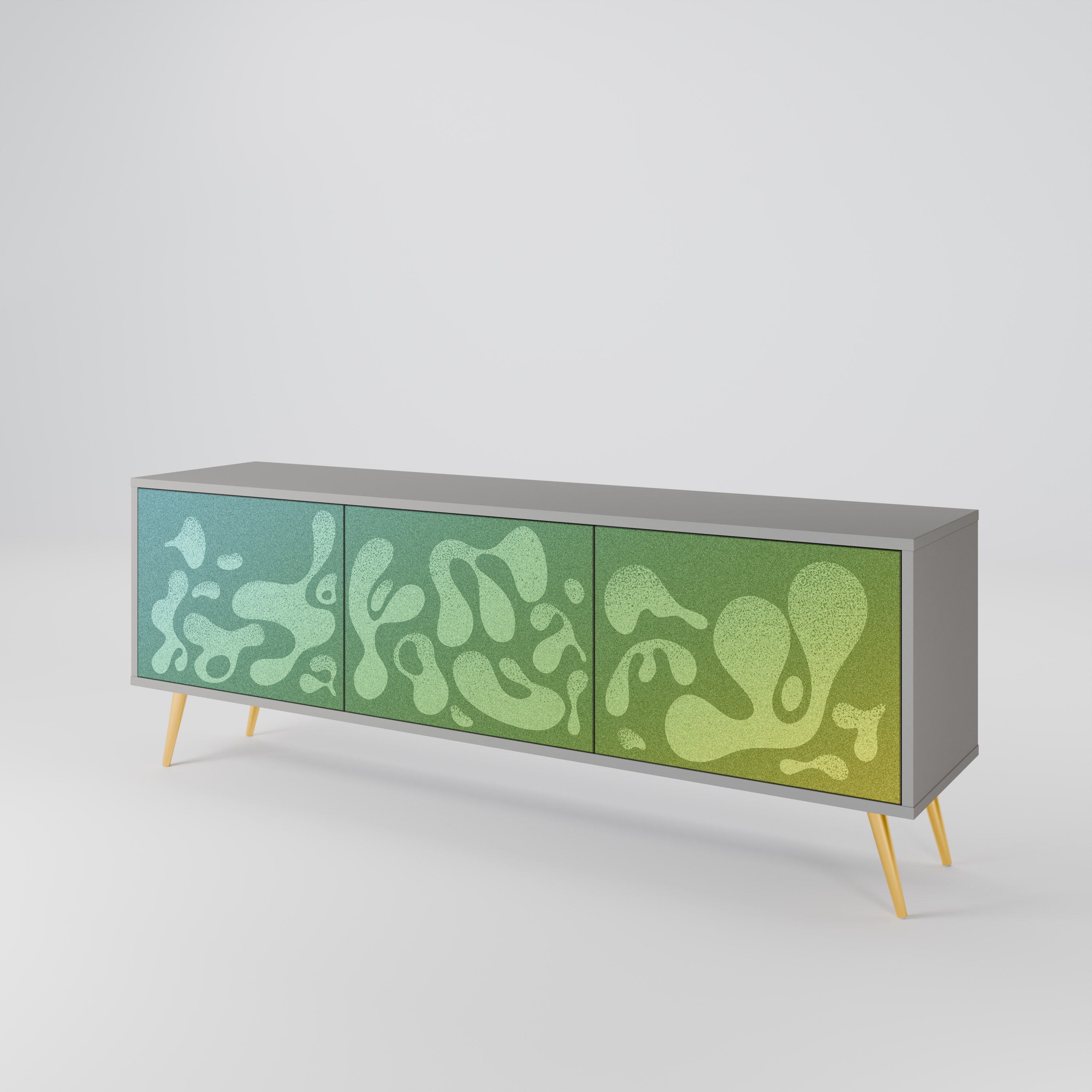 IRREGULAR BLUE 3-Door TV Stand in Grey Finish