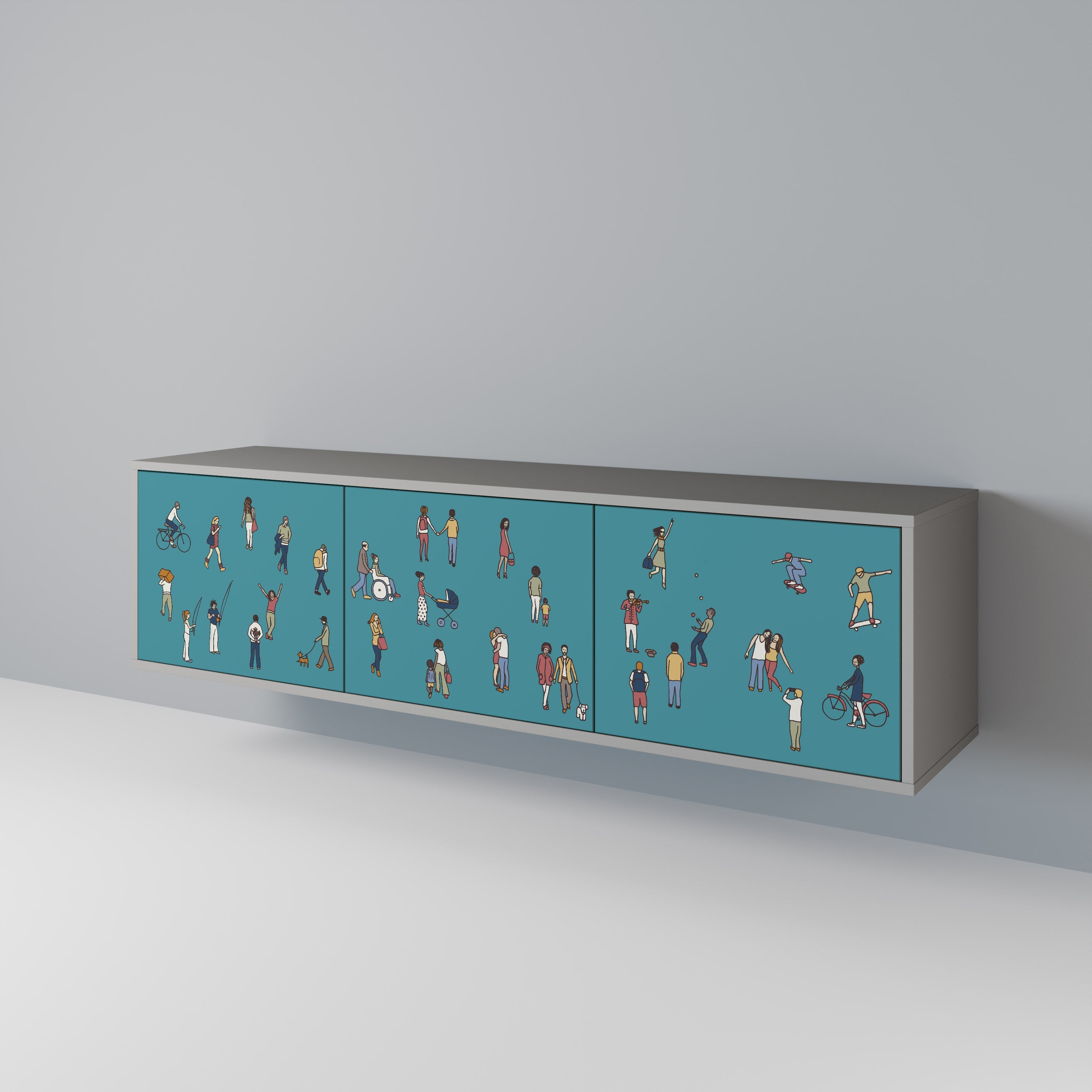 COLLECTIVE STREAM TV-Lowboard mit 3 Türen in Grau