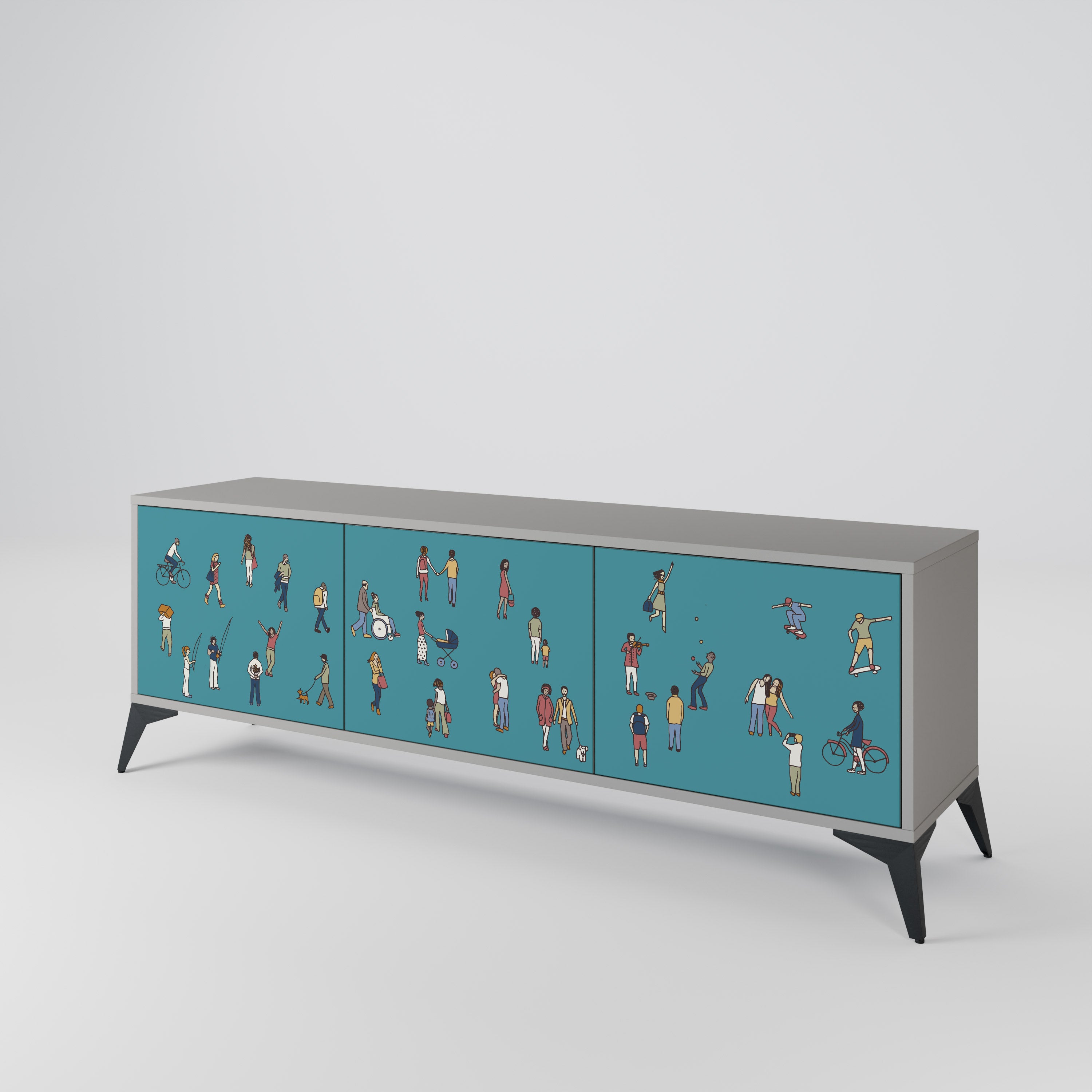 COLLECTIVE STREAM 3-Door TV Cabinet