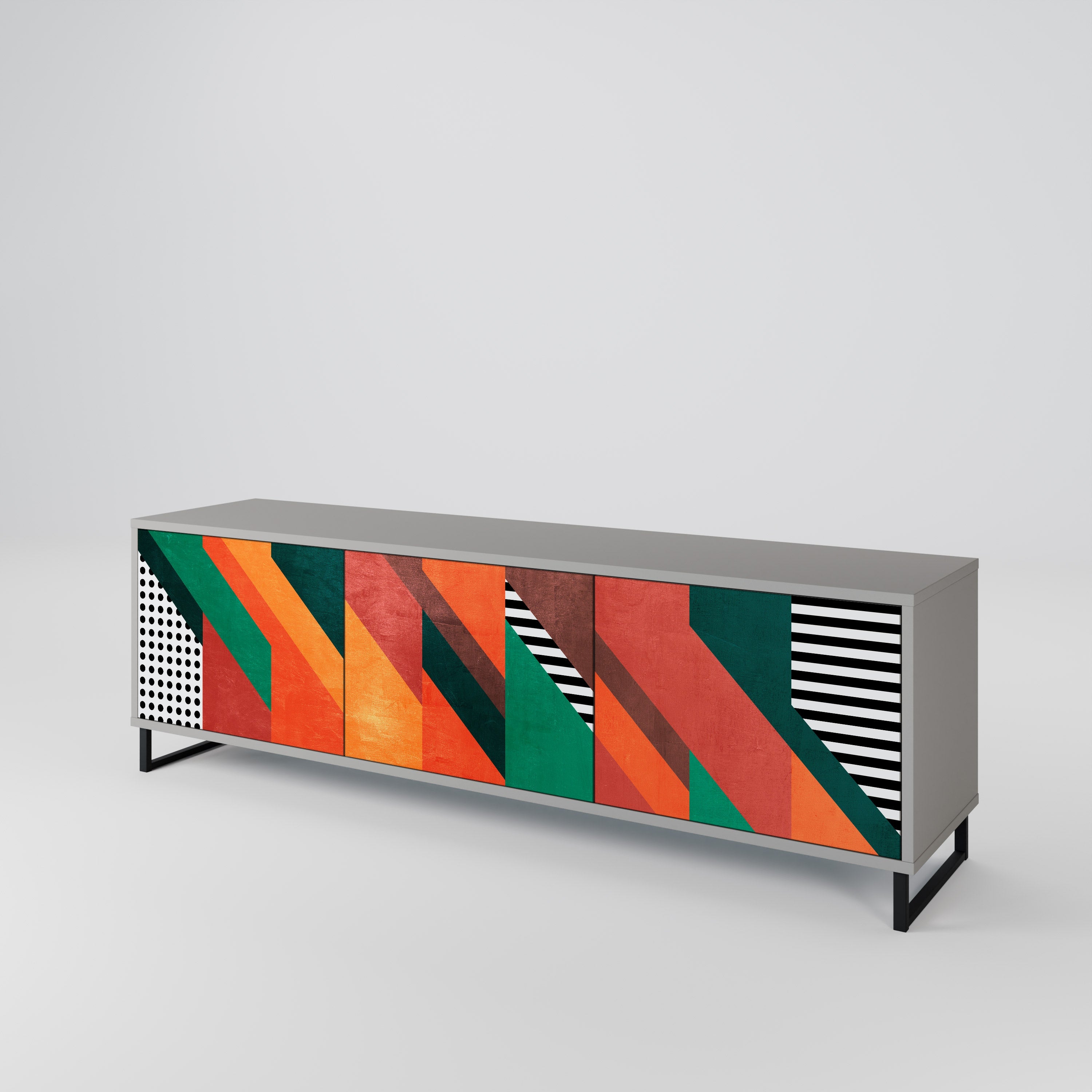 MAKESHIFT ARTISTRY TV-Lowboard mit 3 Türen in Grau