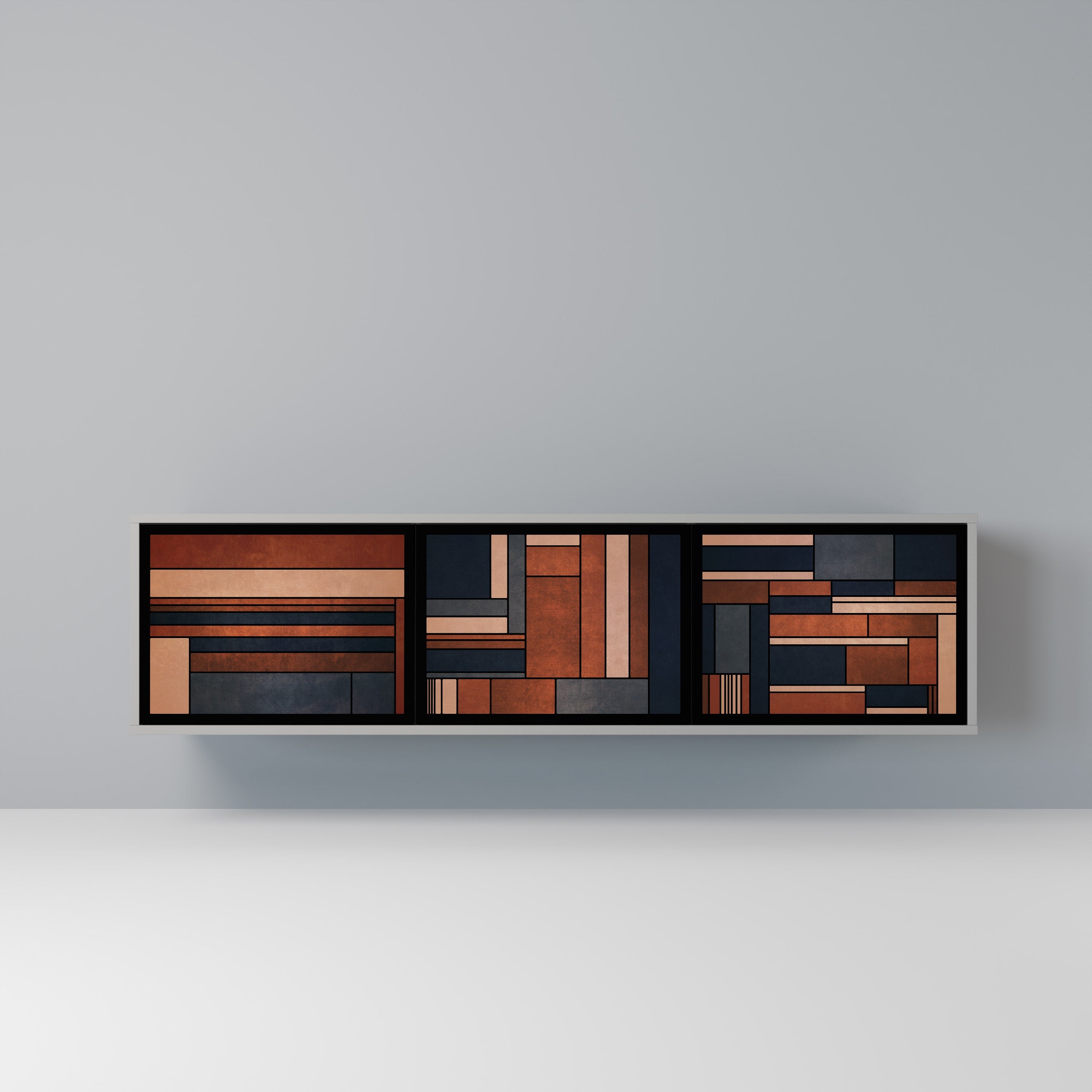 INTREPID FORMATION 3-Door TV Stand in Grey Finish