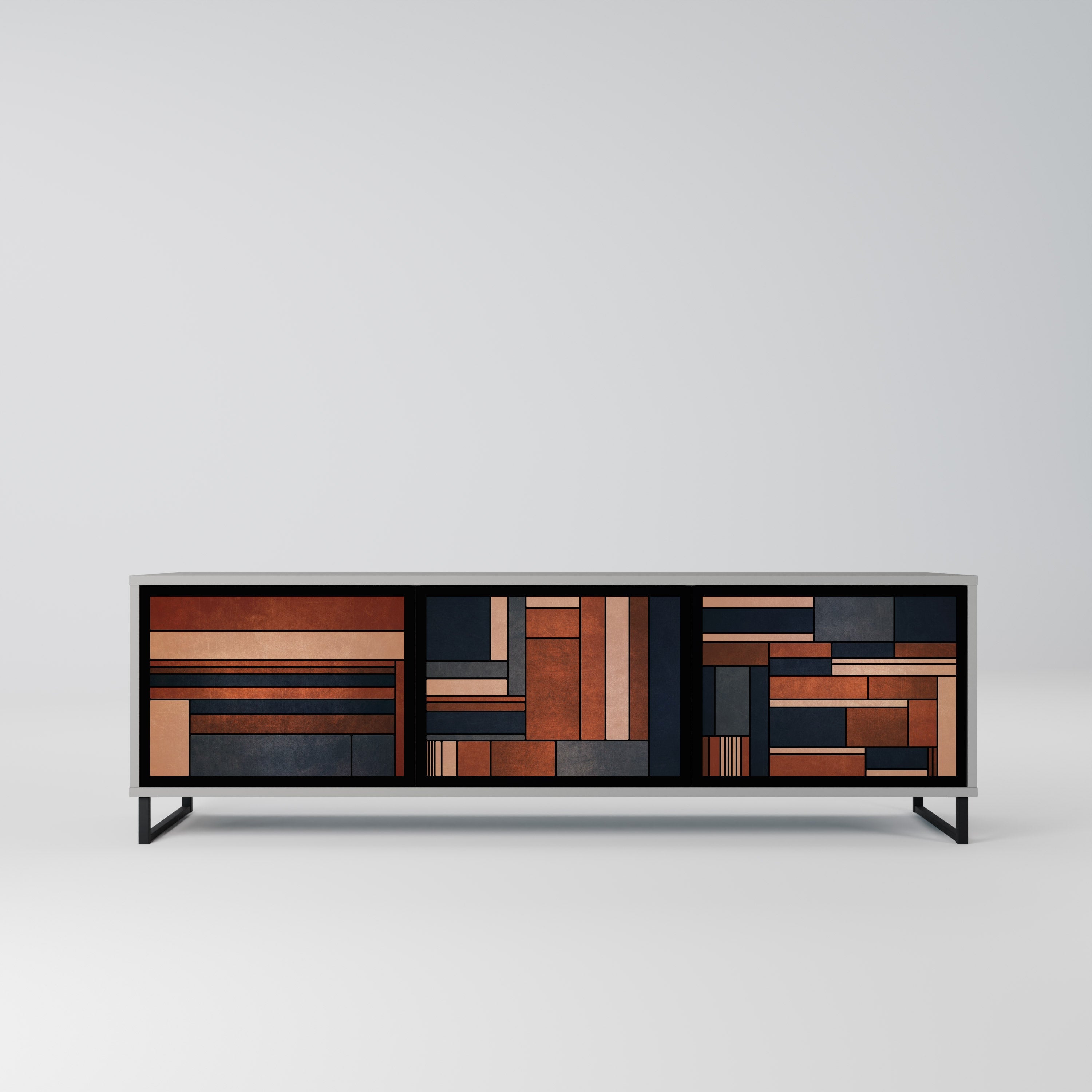 INTREPID FORMATION 3-Door TV Stand in Grey Finish