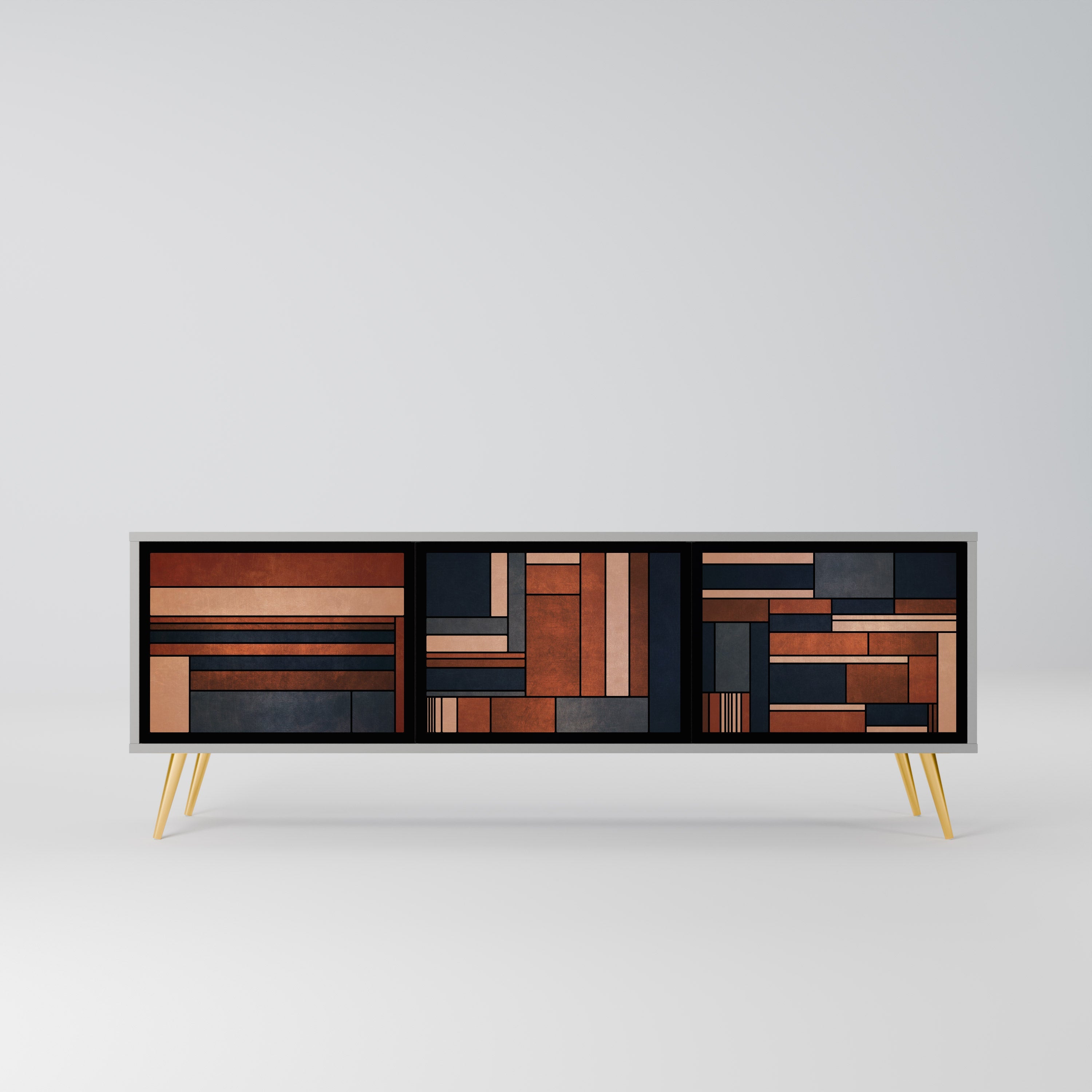 INTREPID FORMATION 3-Door TV Stand in Grey Finish