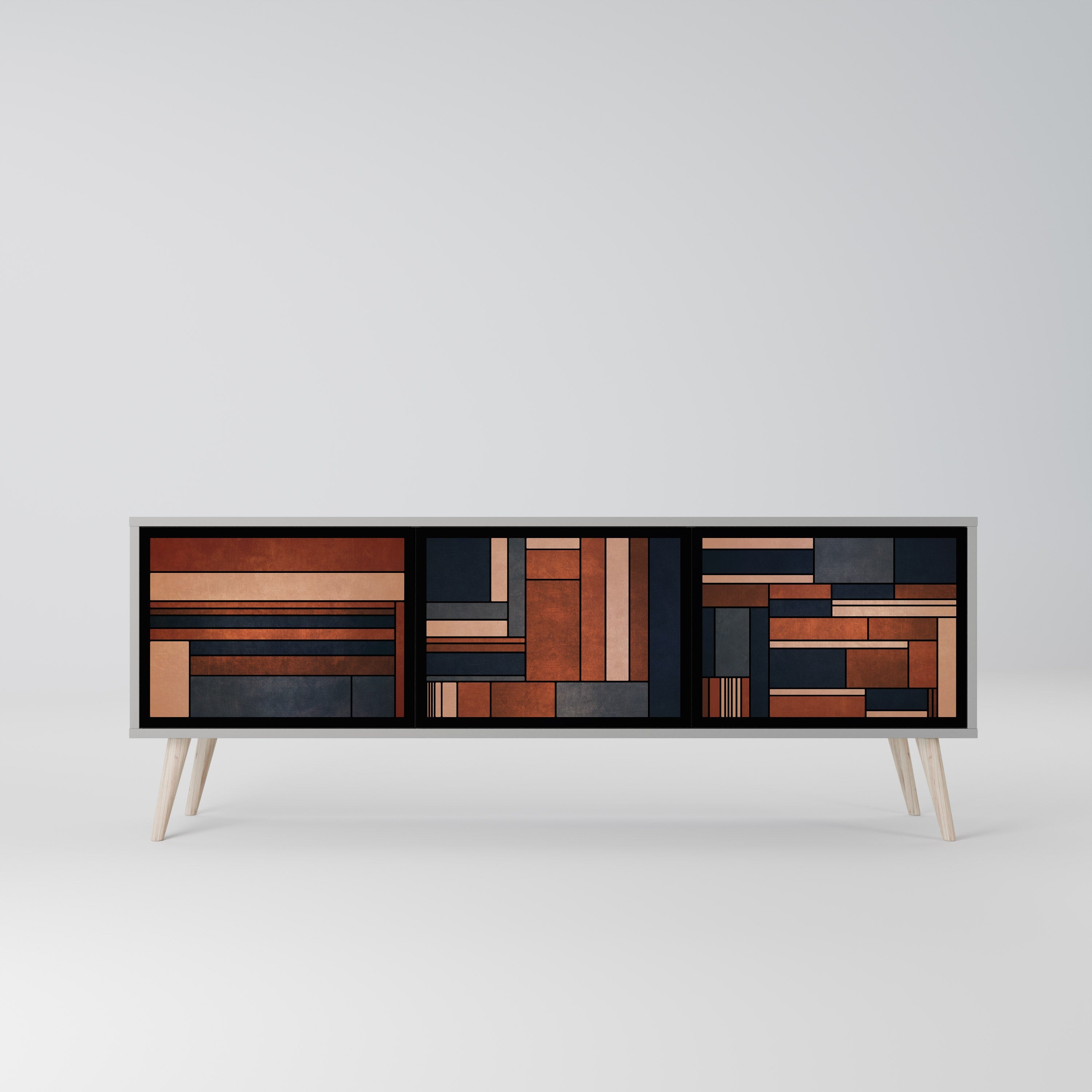 INTREPID FORMATION 3-Door TV Stand in Grey Finish