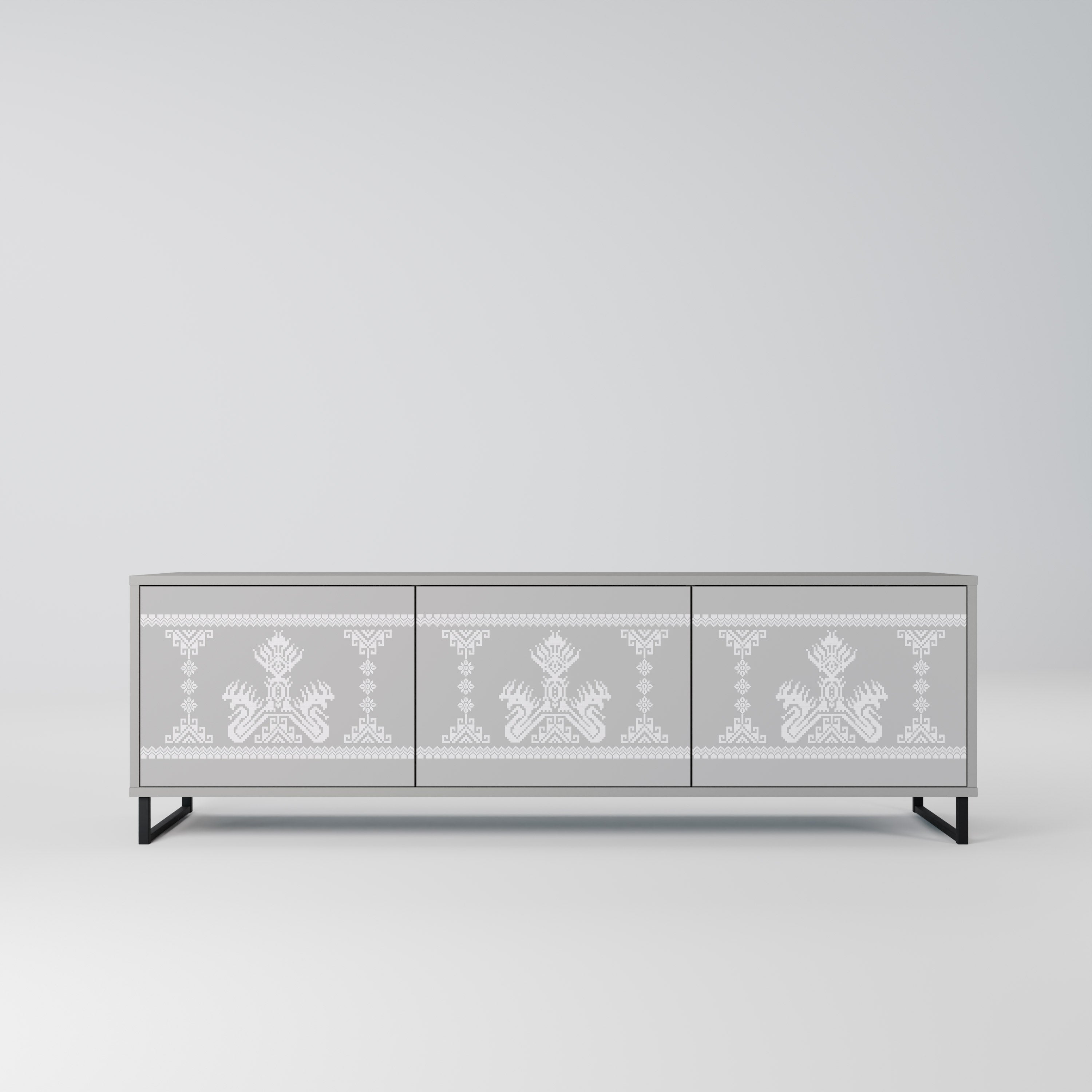 THAI GRAY 3-Door TV Stand in Grey Finish