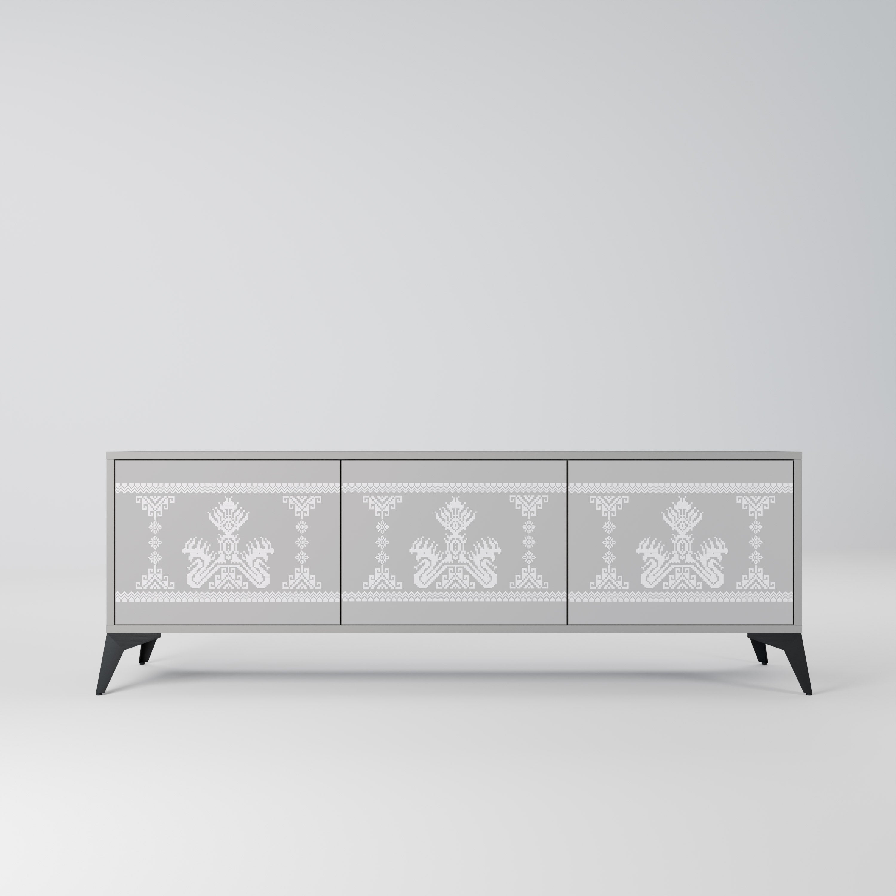 THAI GRAY 3-Door TV Stand in Grey Finish