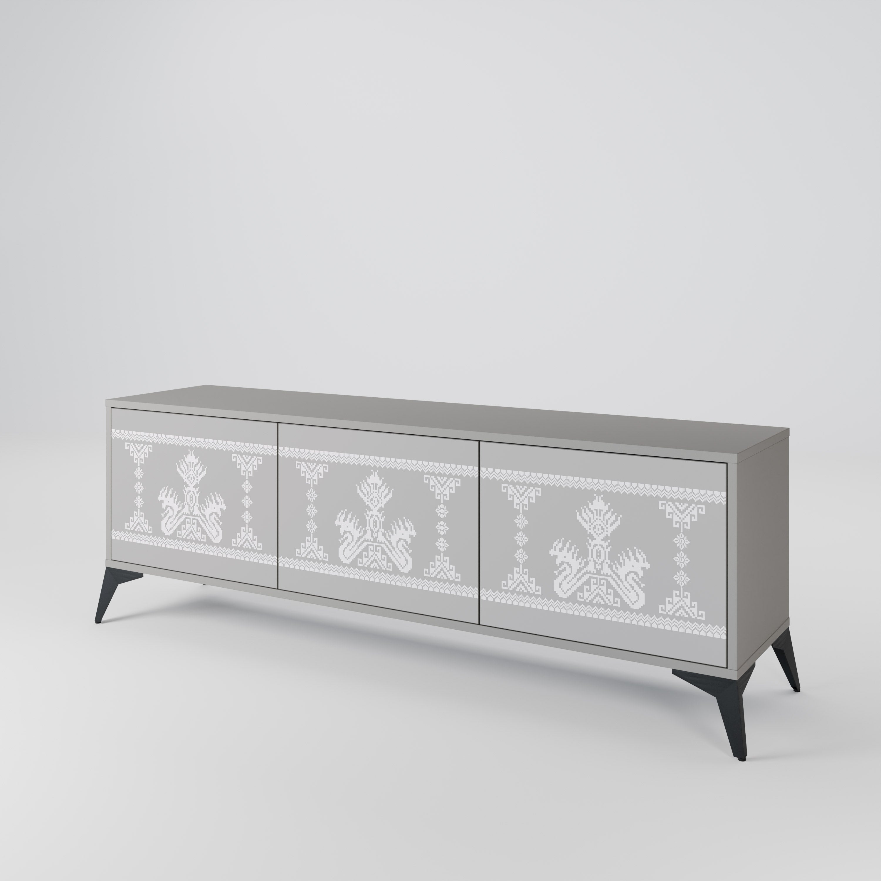 THAI GRAY 3-Door TV Stand in Grey Finish