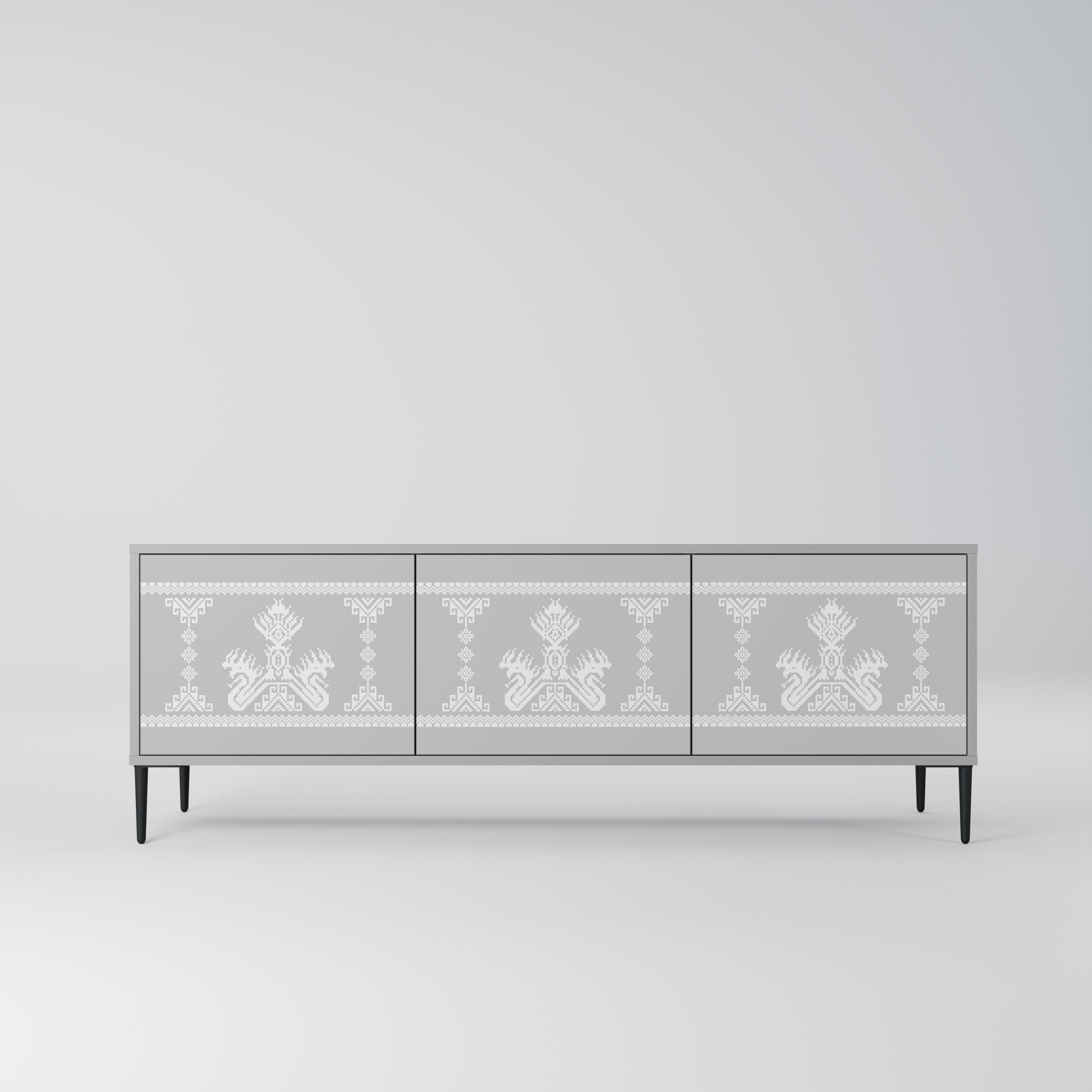 THAI GRAY 3-Door TV Stand in Grey Finish