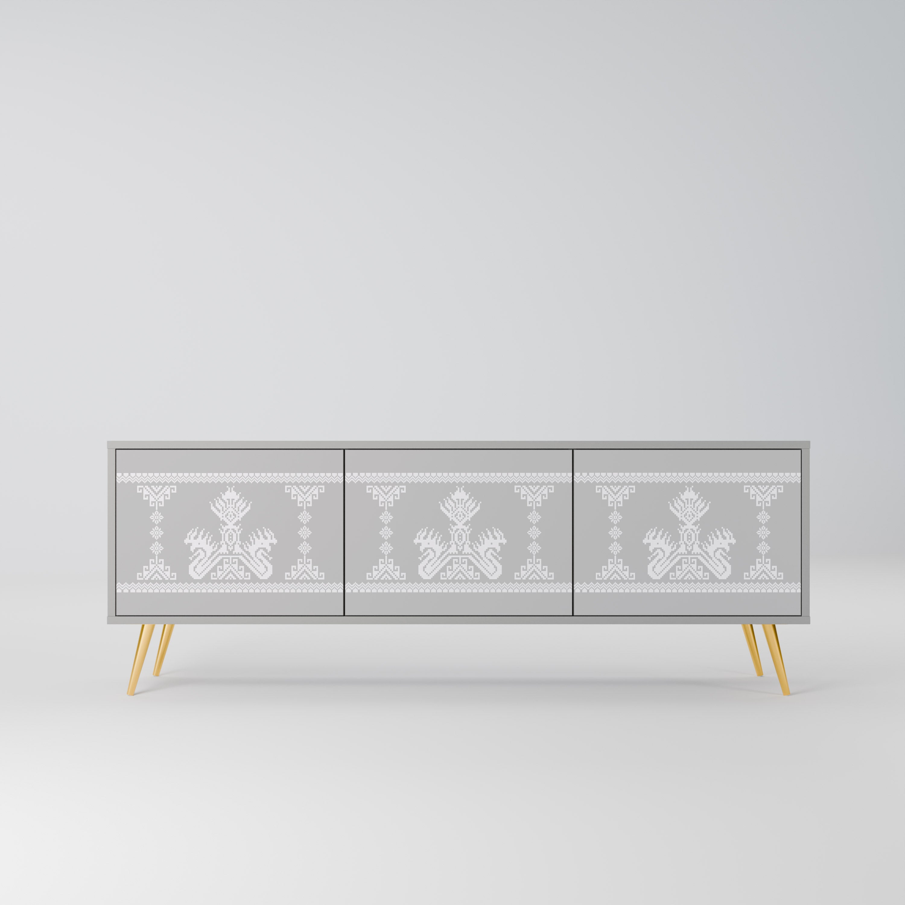 THAI GRAY 3-Door TV Stand in Grey Finish