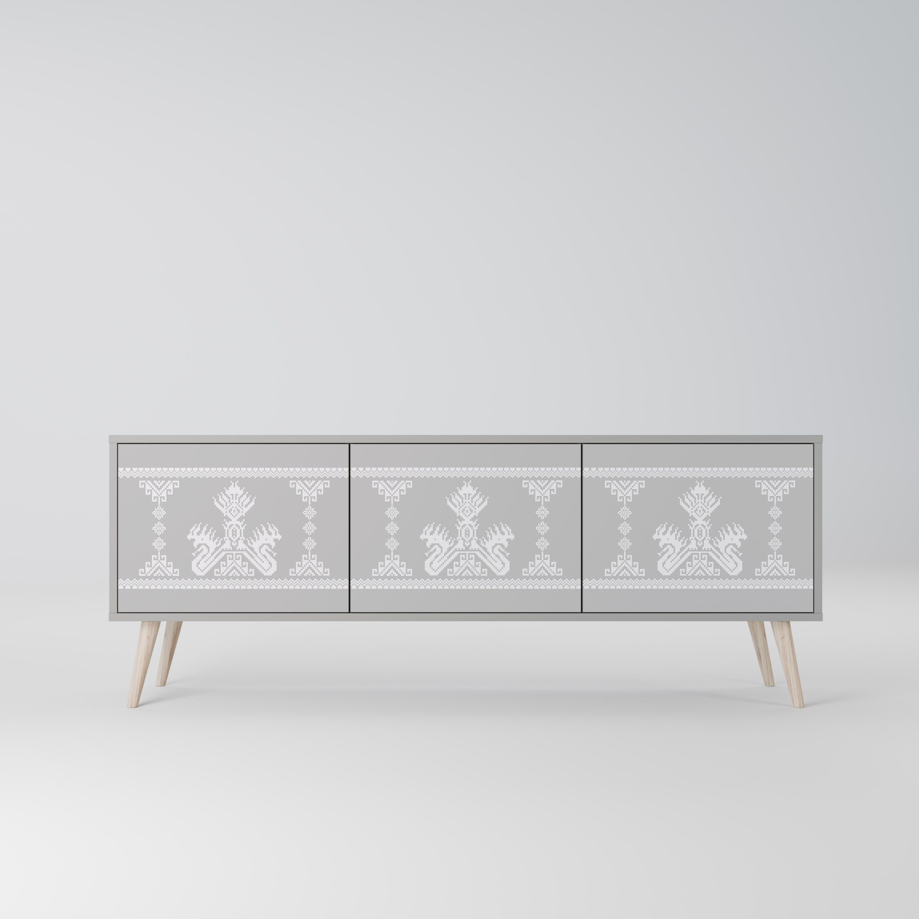 THAI GRAY 3-Door TV Stand in Grey Finish