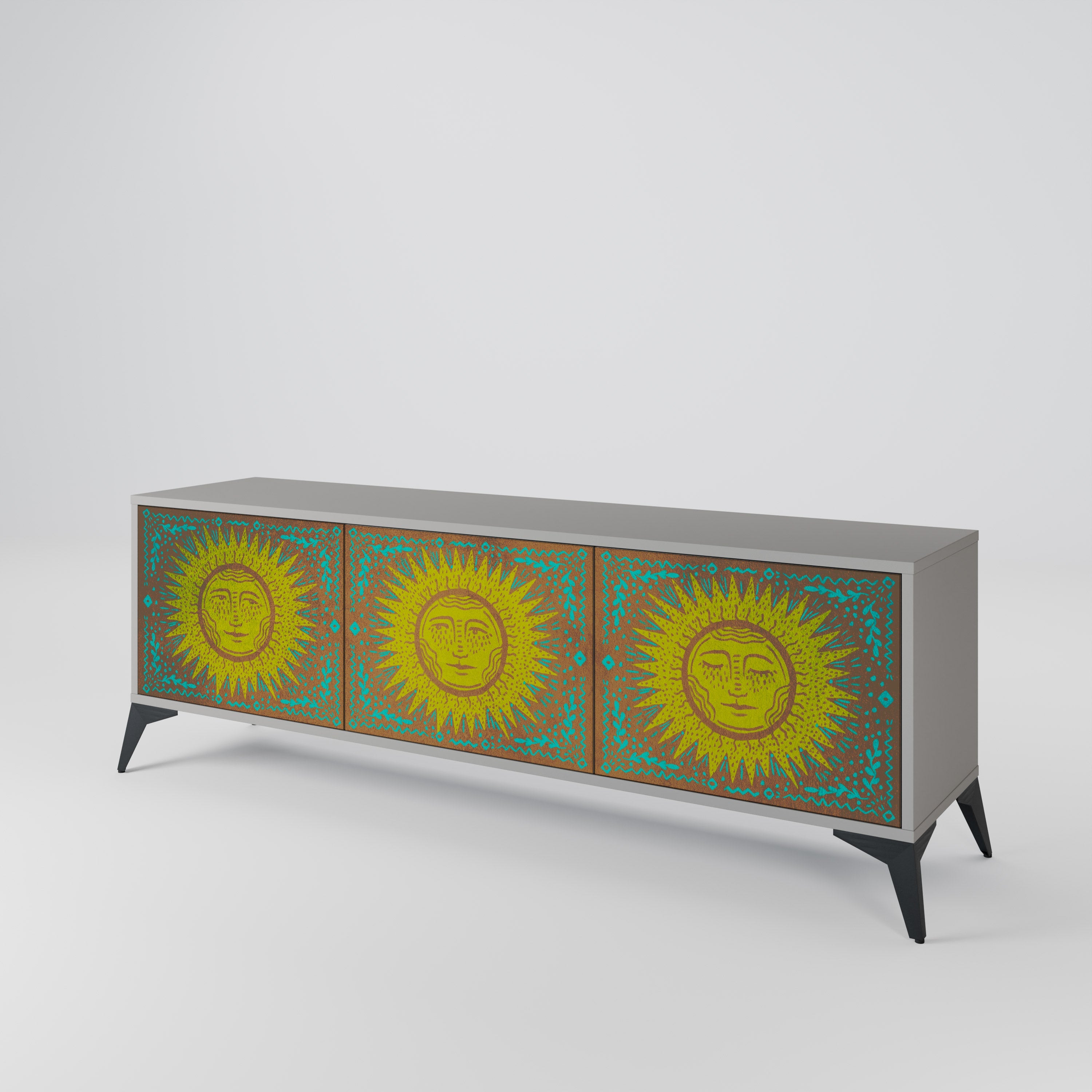 SUNSHINE EULOGY 3-Door TV Stand in Grey Finish