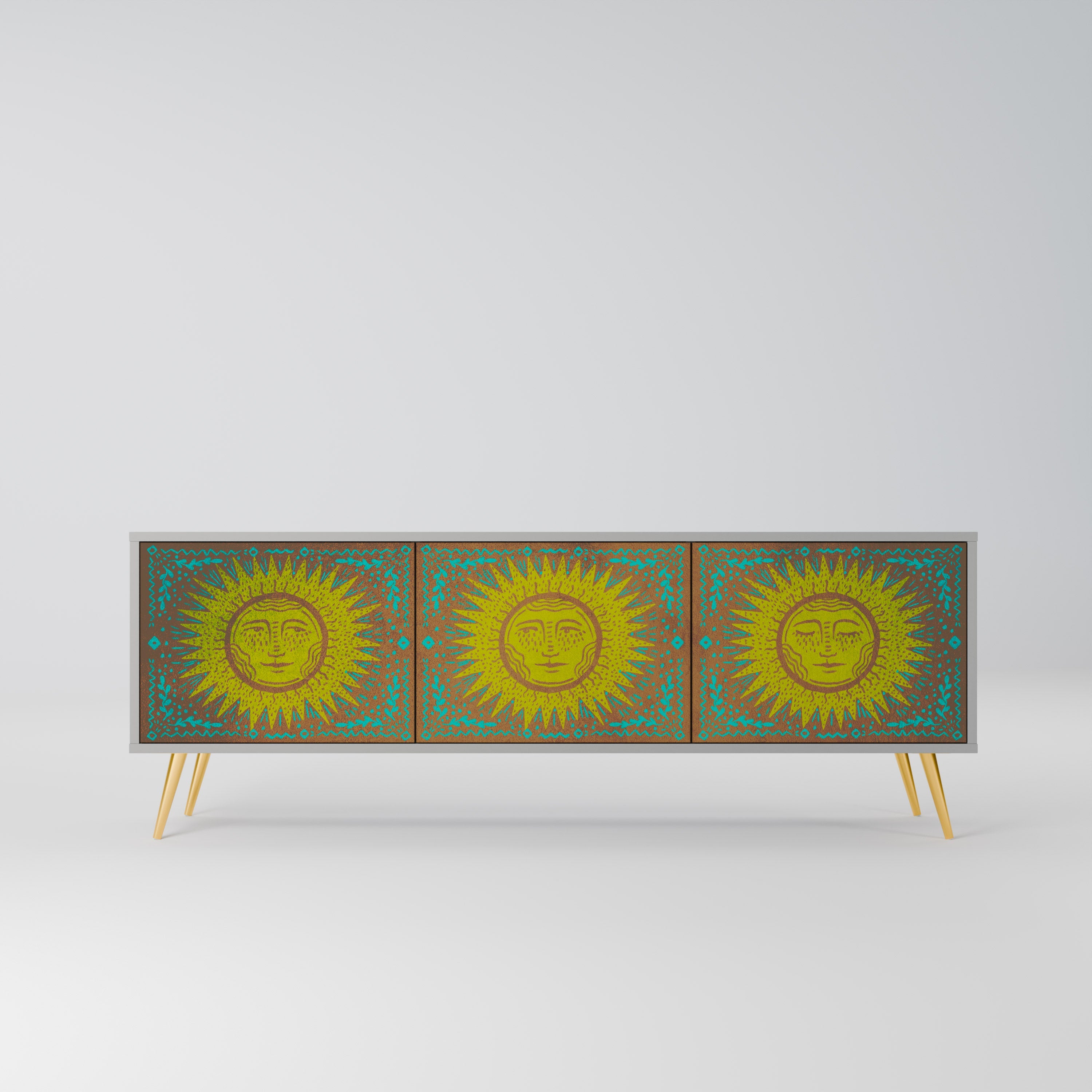 SUNSHINE EULOGY 3-Door TV Stand in Grey Finish