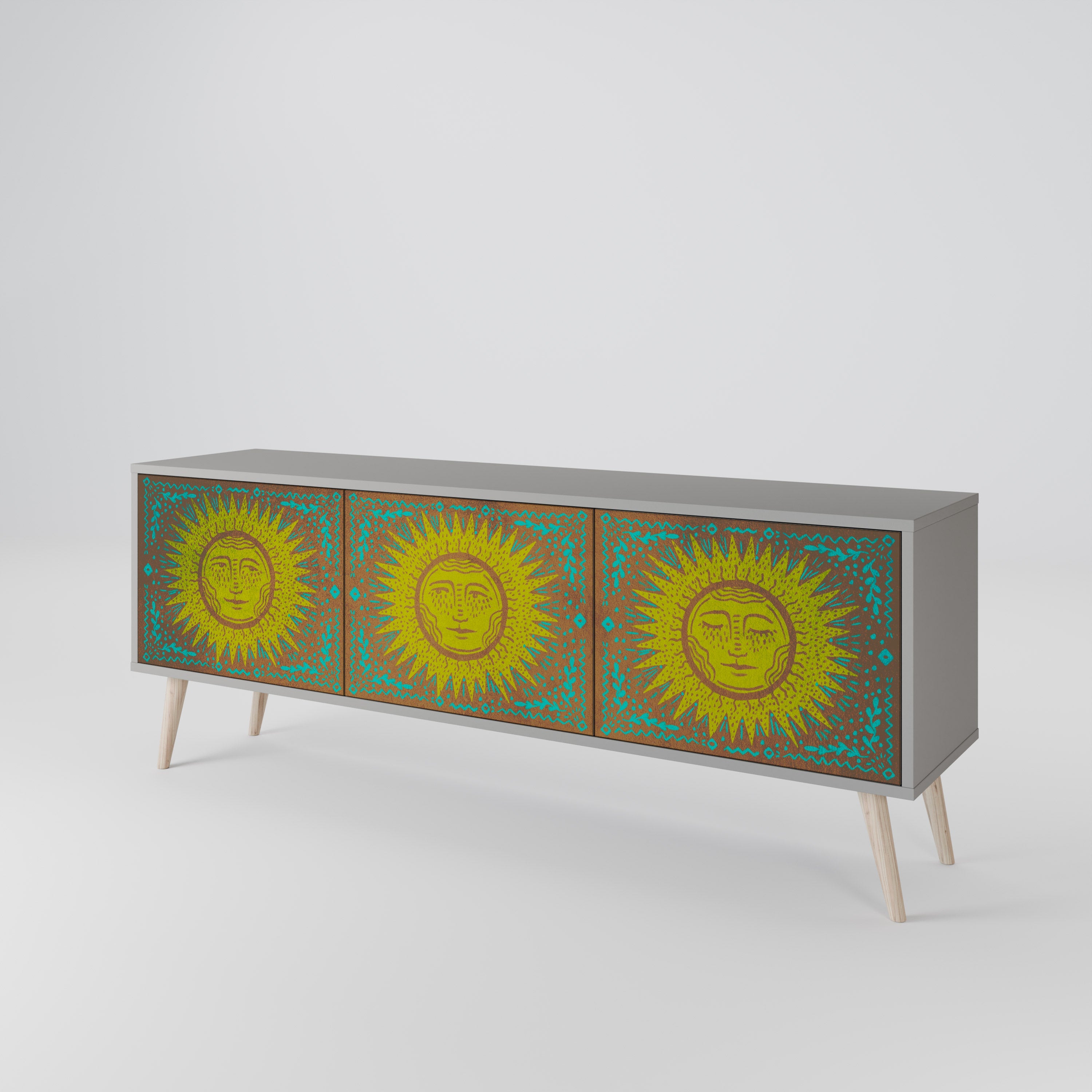 SUNSHINE EULOGY 3-Door TV Stand in Grey Finish