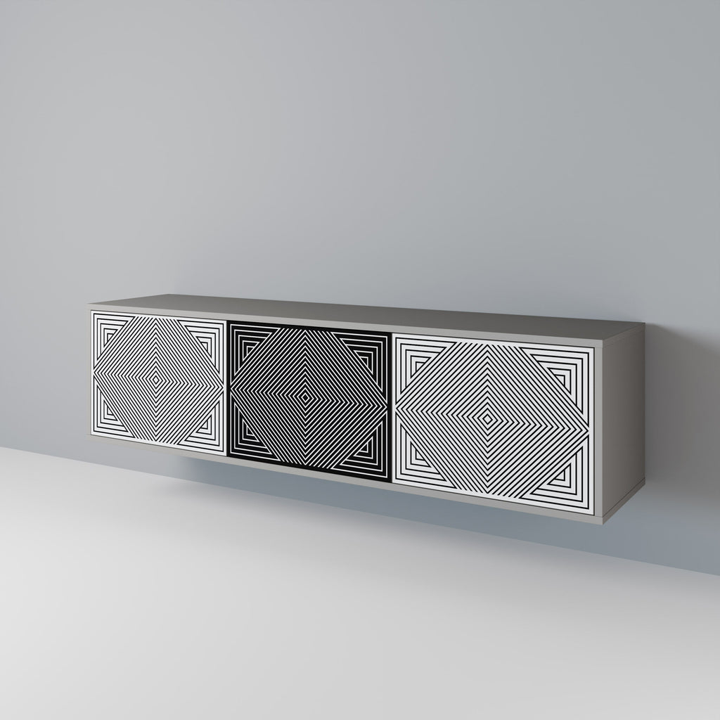 POLYGON ILLUSION TV-Lowboard mit 3 Türen in Grau