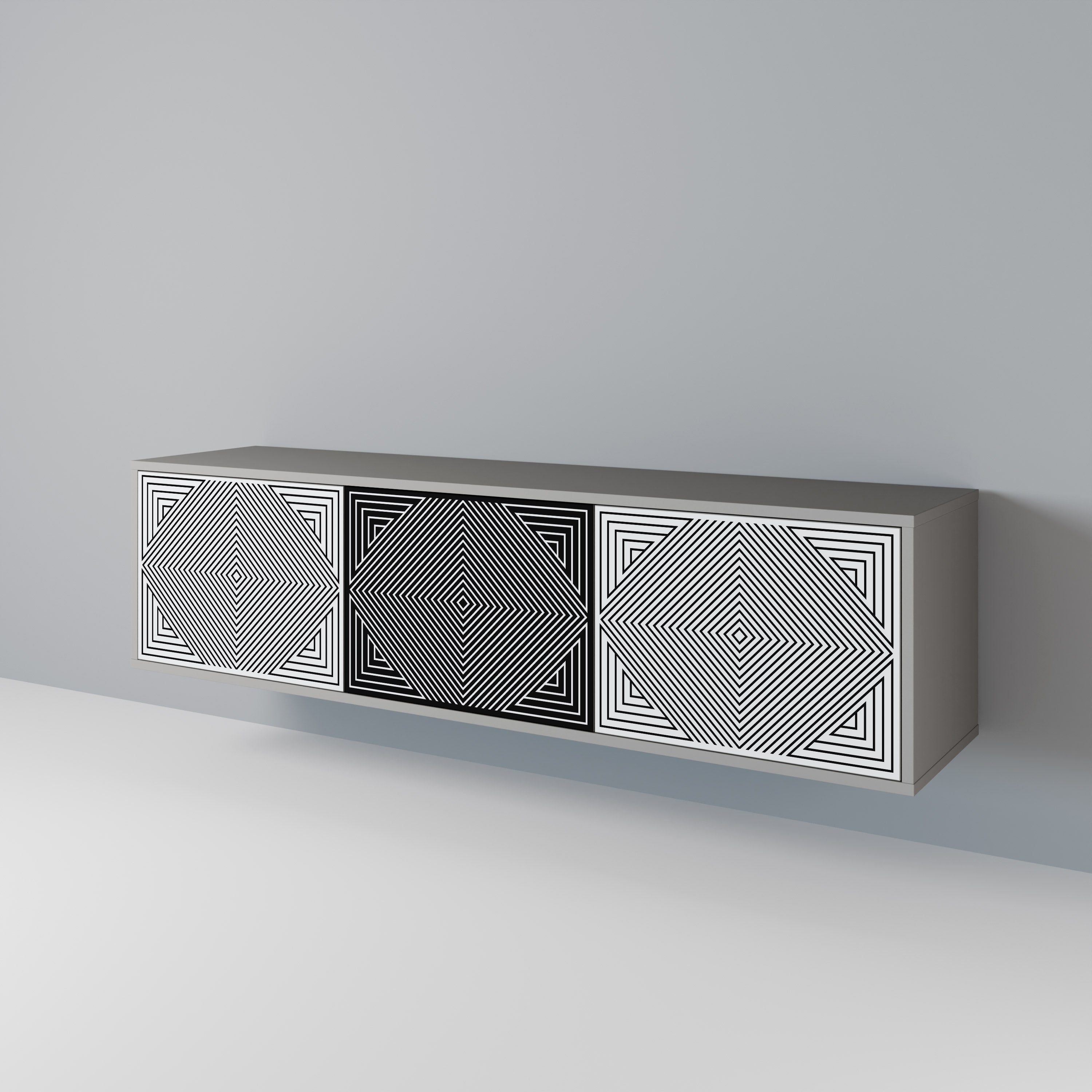POLYGON ILLUSION TV-Lowboard mit 3 Türen in Grau