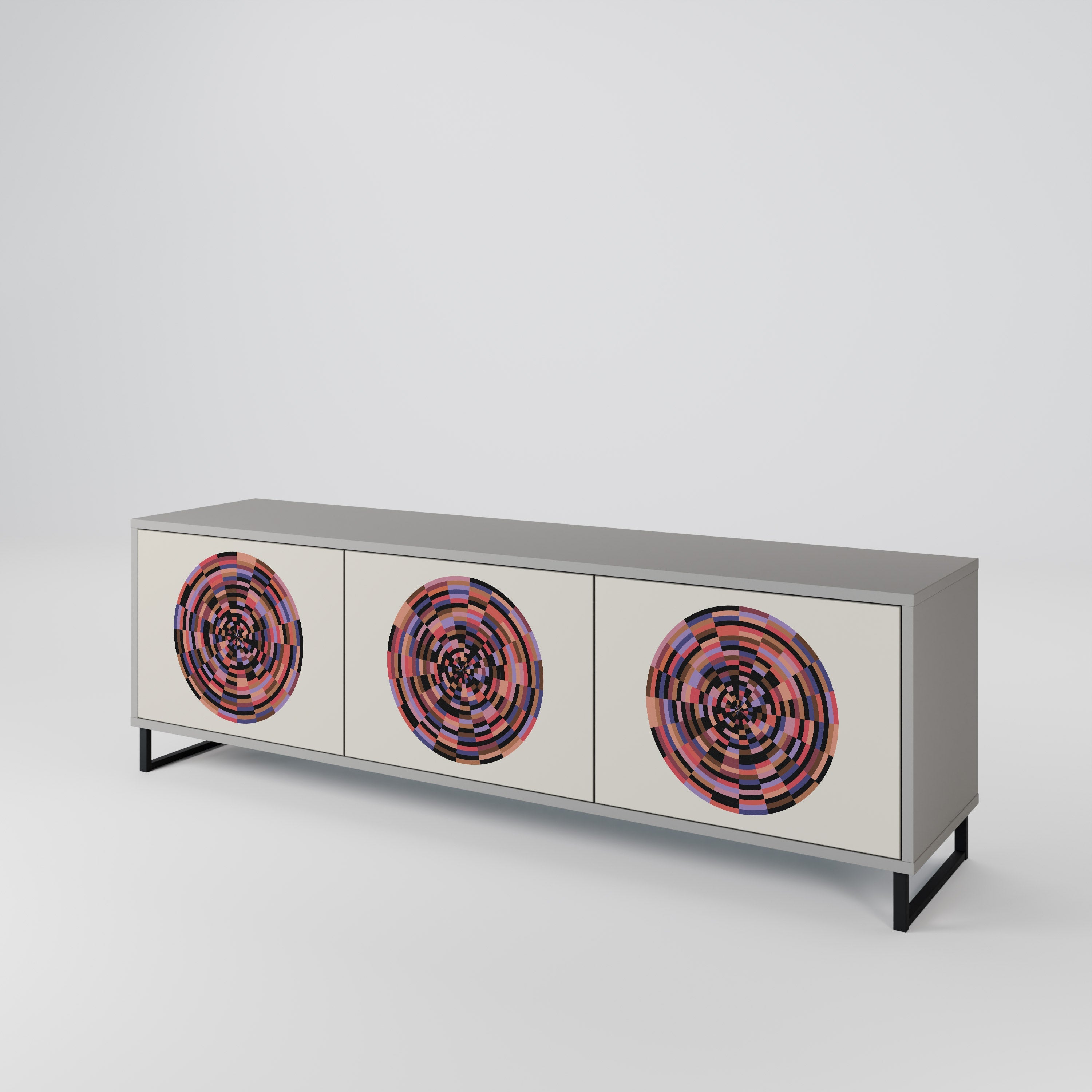 BROWN CIRCLES TV-Lowboard mit 3 Türen in Grau