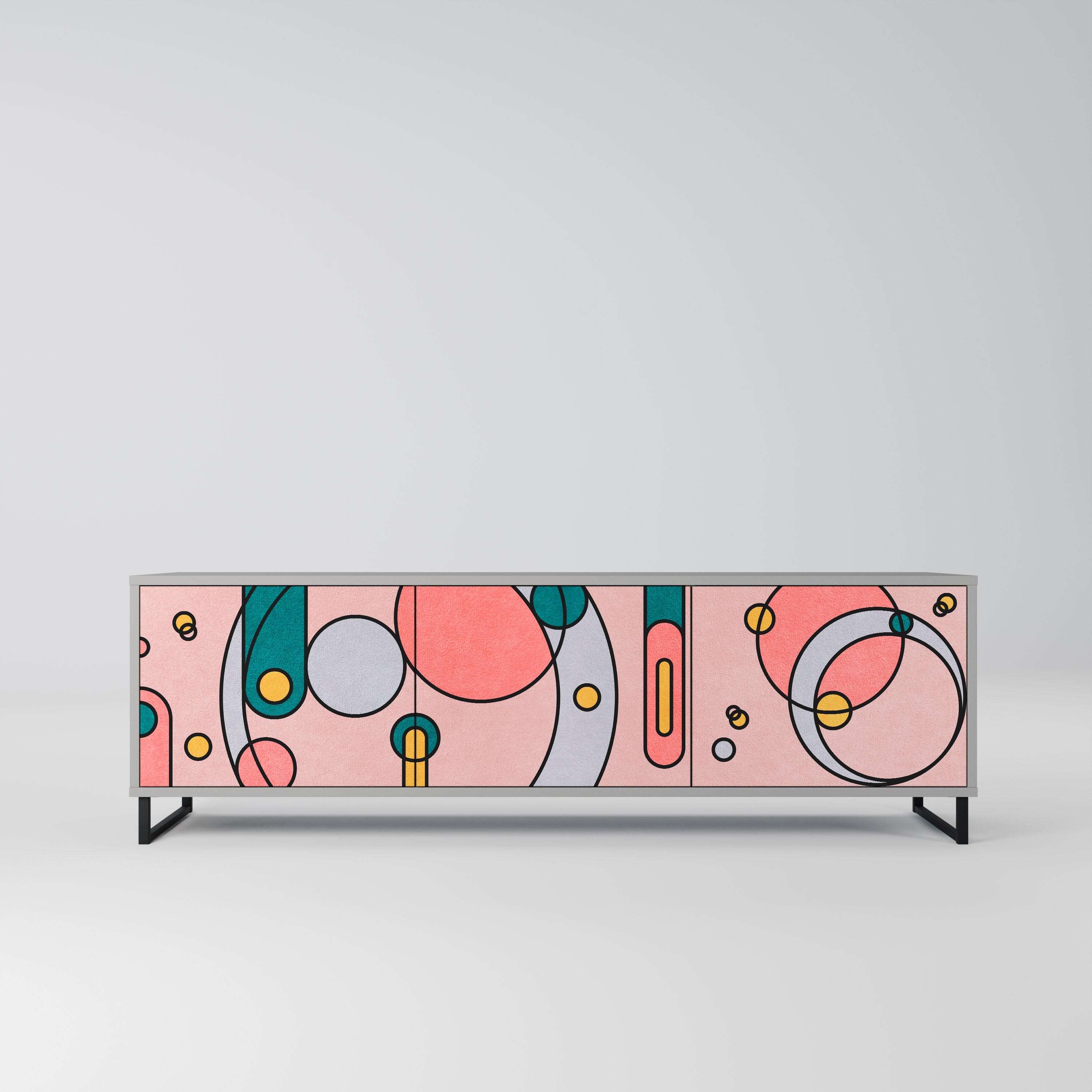 GOSSAMER ECHOES 3-Door TV Stand in Grey Finish