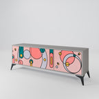 GOSSAMER ECHOES 3-Door TV Stand in Grey Finish