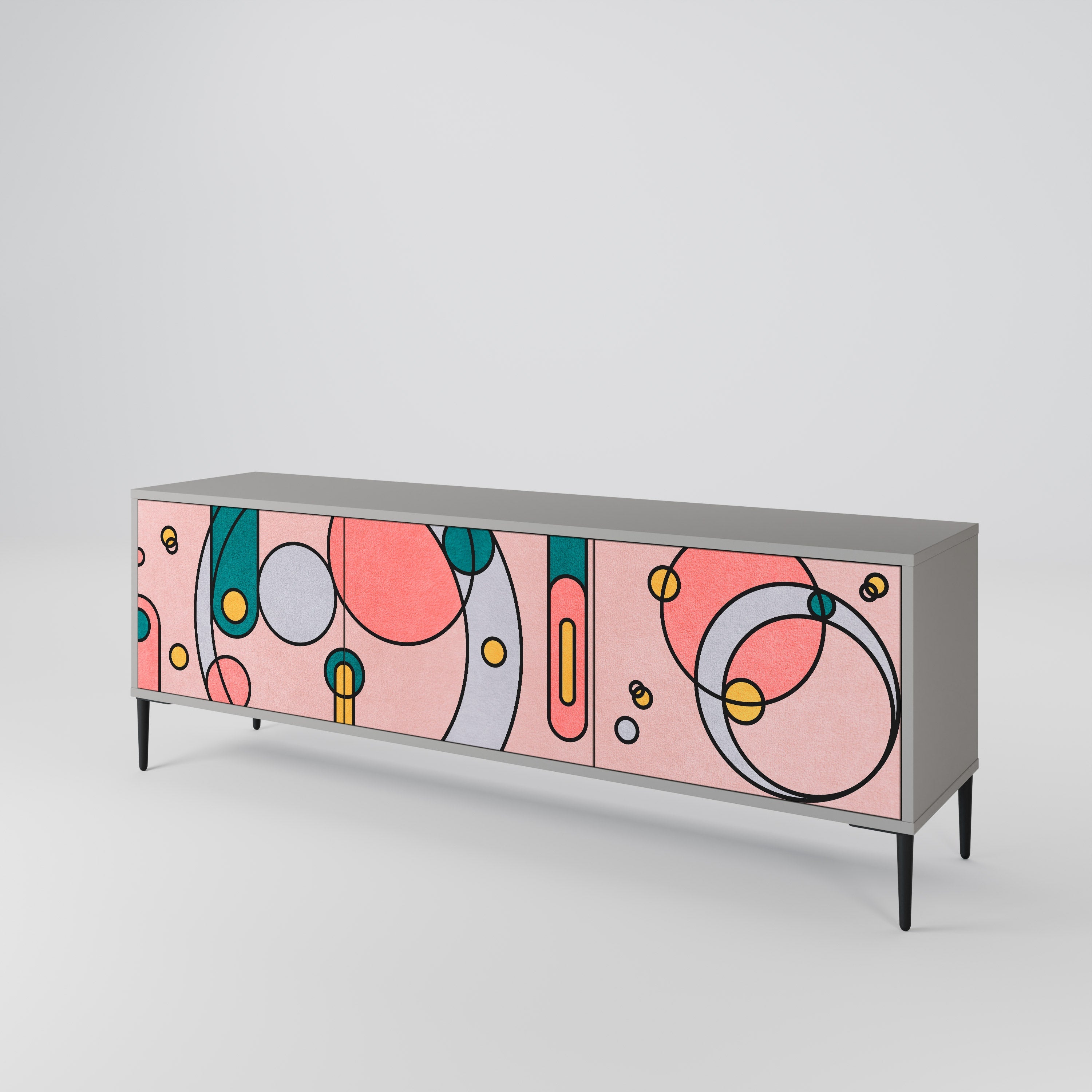 GOSSAMER ECHOES 3-Door TV Stand in Grey Finish