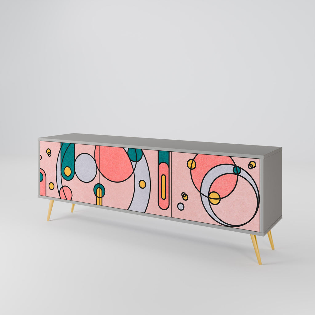 GOSSAMER ECHOES 3-Door TV Stand in Grey Finish