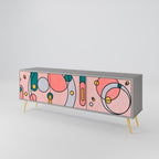 GOSSAMER ECHOES 3-Door TV Stand in Grey Finish