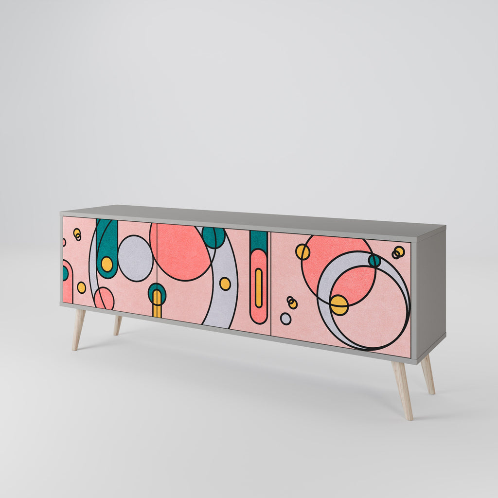 GOSSAMER ECHOES 3-Door TV Stand in Grey Finish