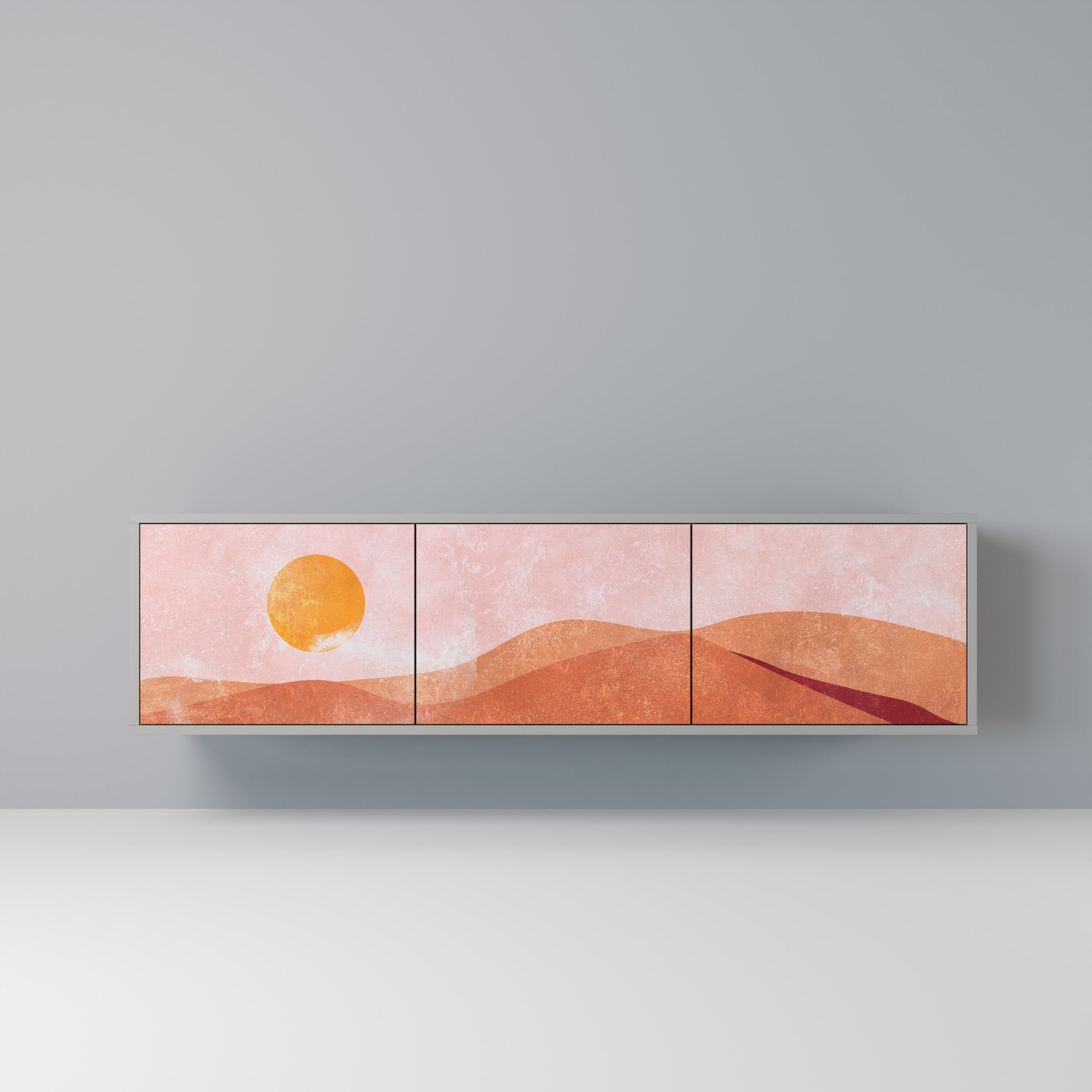 LUMINOUS SUNLIGHT 3-Door TV Stand in Grey Finish