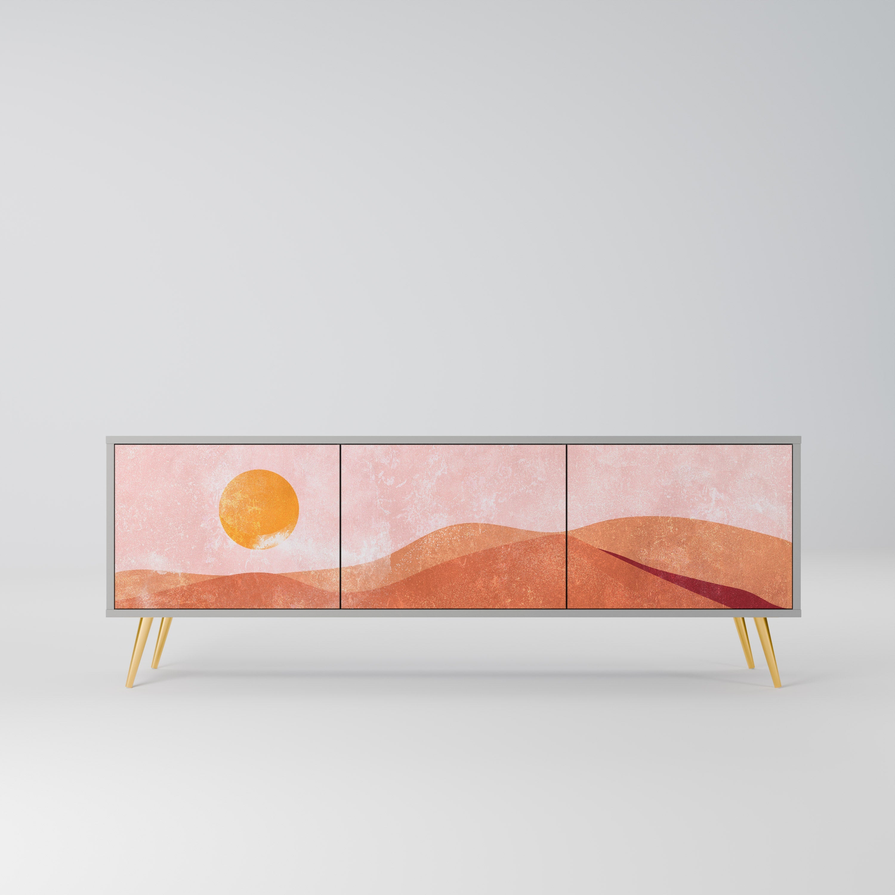 LUMINOUS SUNLIGHT 3-Door TV Stand in Grey Finish