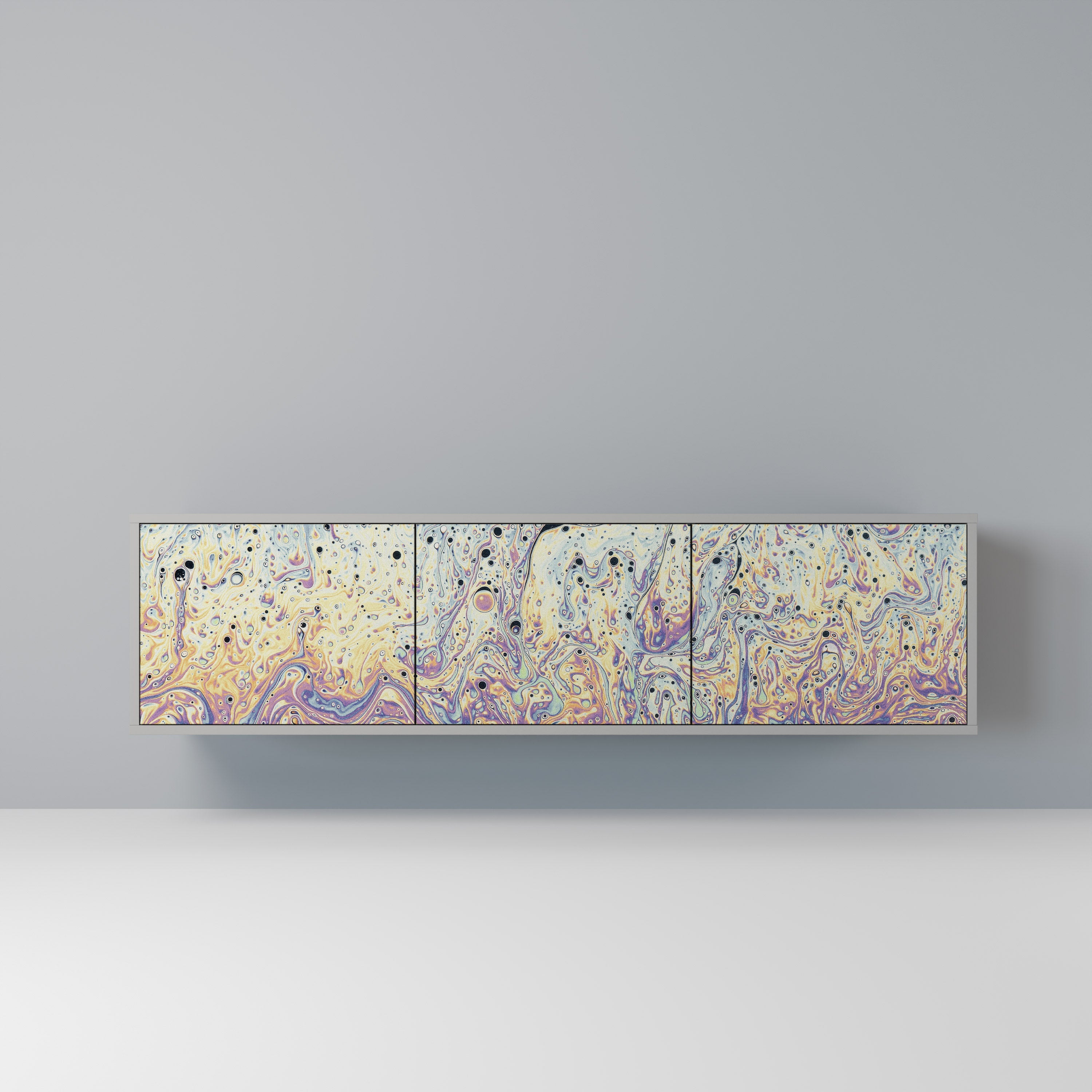 MOSAIC OF COLORS 3-Door TV Stand in Grey Finish