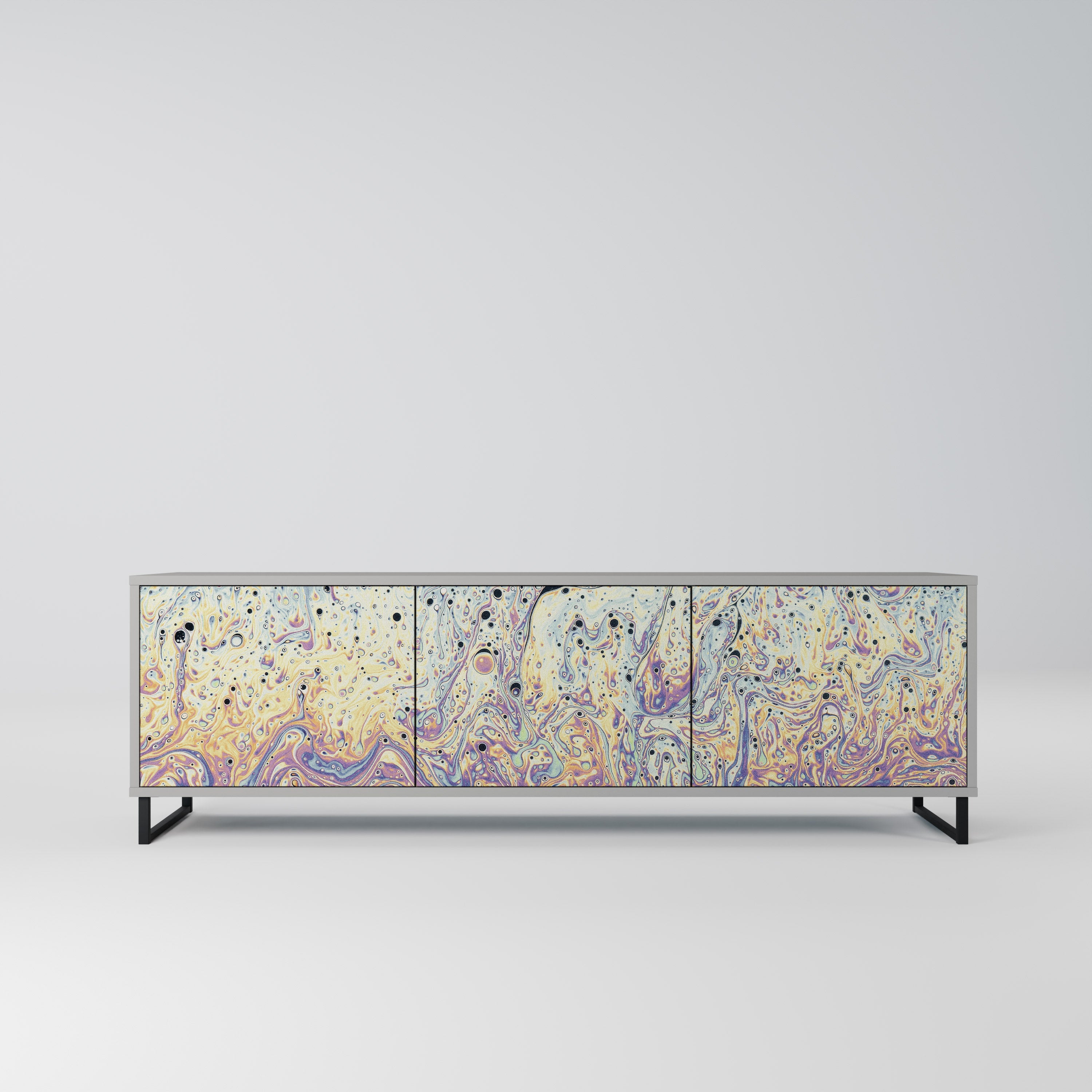 MOSAIC OF COLORS 3-Door TV Stand in Grey Finish