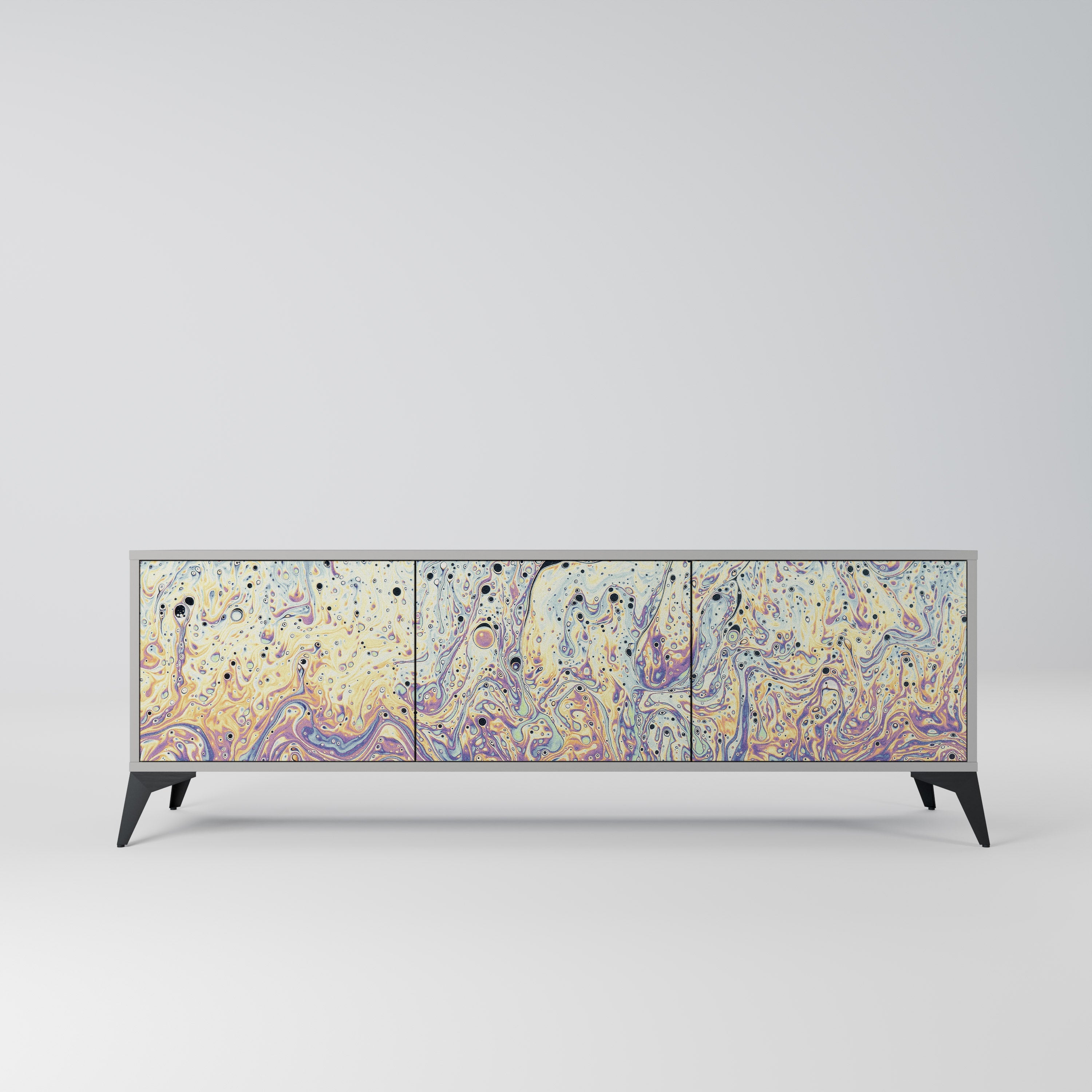 MOSAIC OF COLORS 3-Door TV Stand in Grey Finish