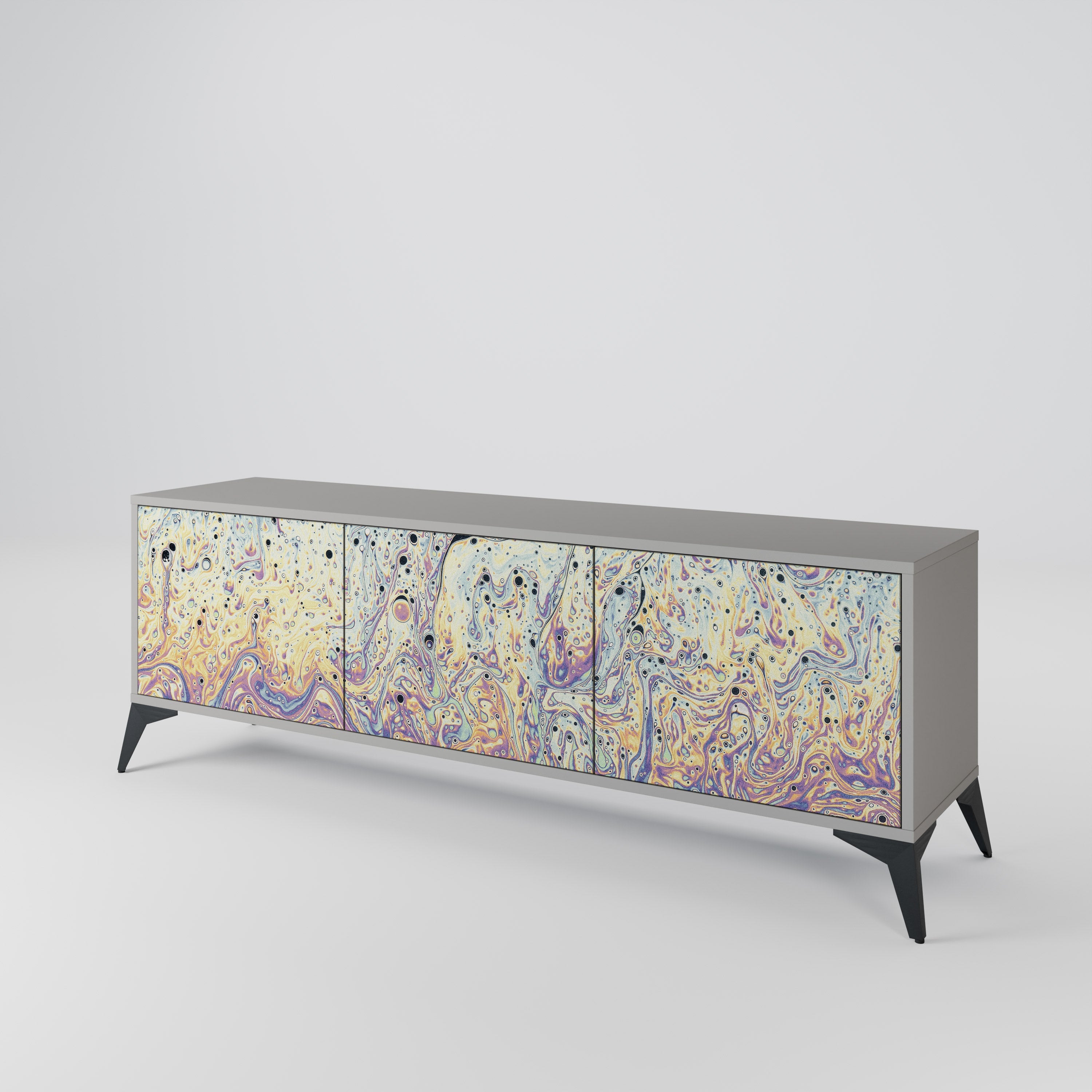 MOSAIC OF COLORS 3-Door TV Stand in Grey Finish