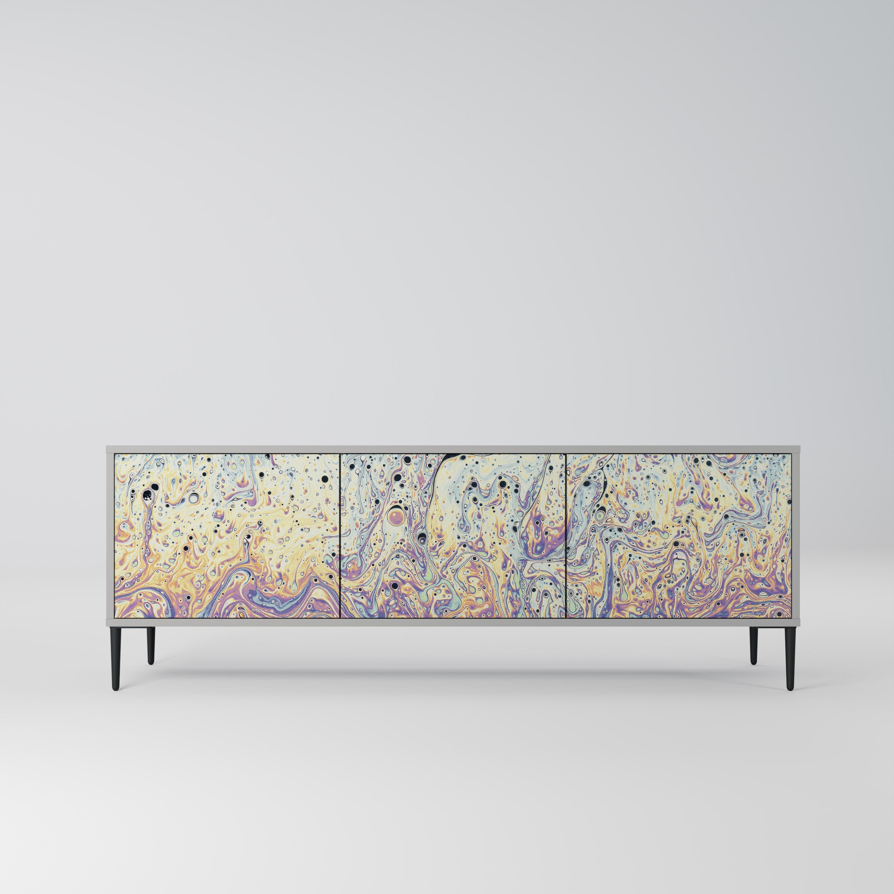 MOSAIC OF COLORS 3-Door TV Stand in Grey Finish