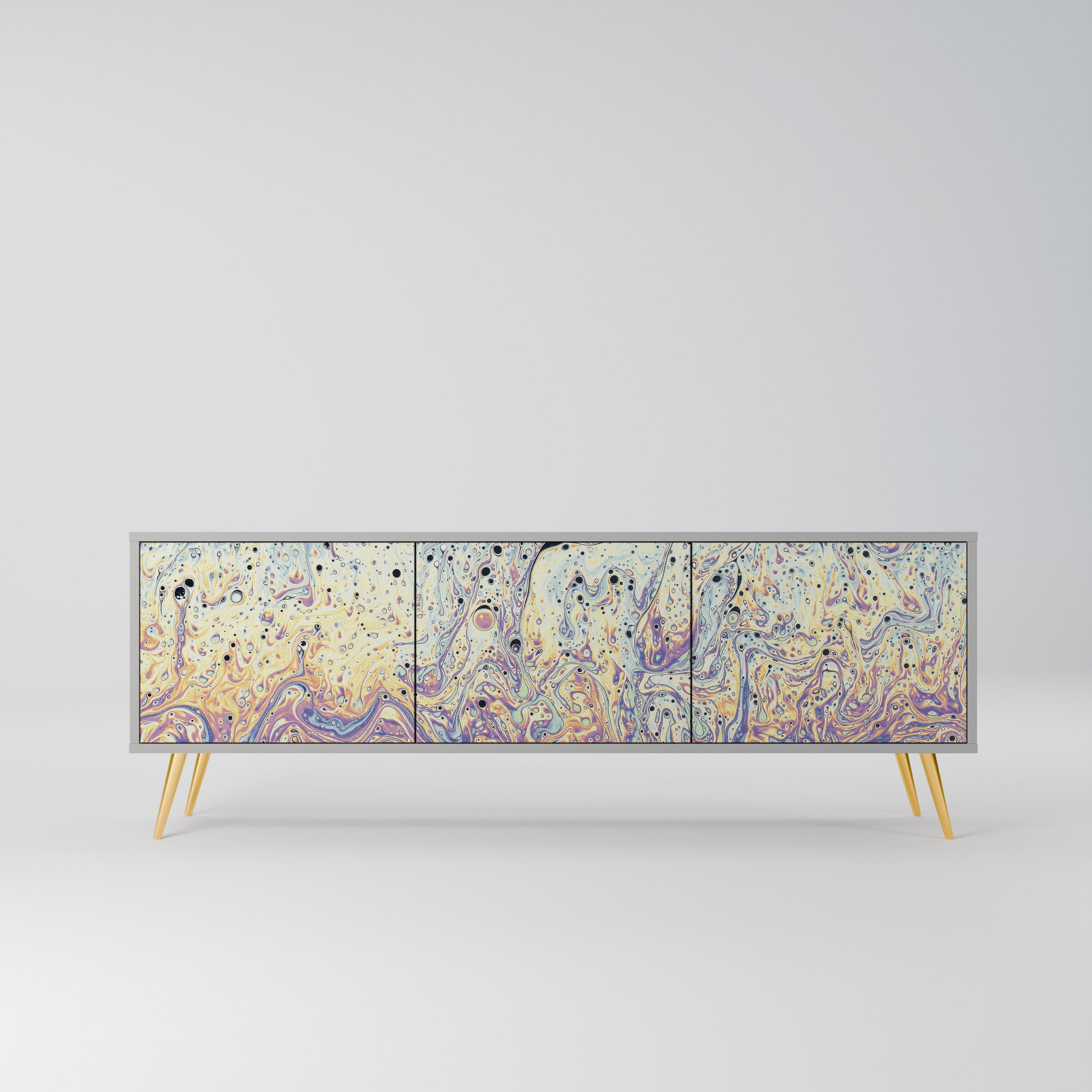 MOSAIC OF COLORS 3-Door TV Stand in Grey Finish