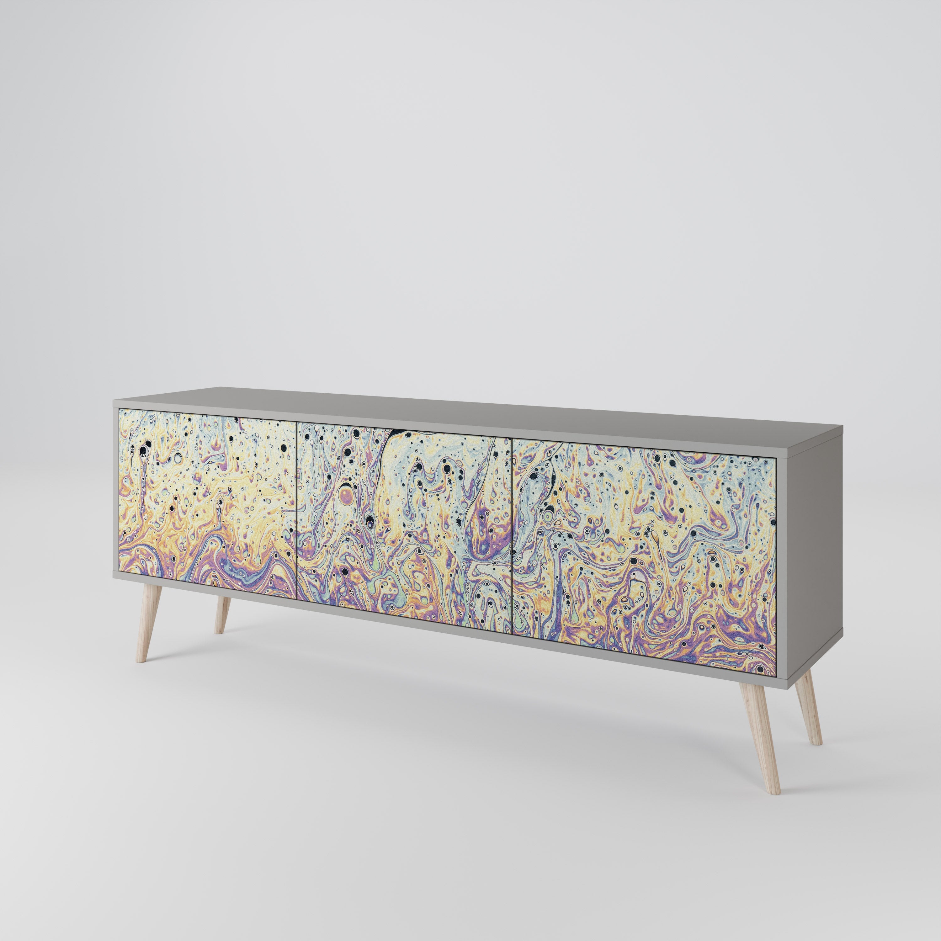 MOSAIC OF COLORS 3-Door TV Stand in Grey Finish