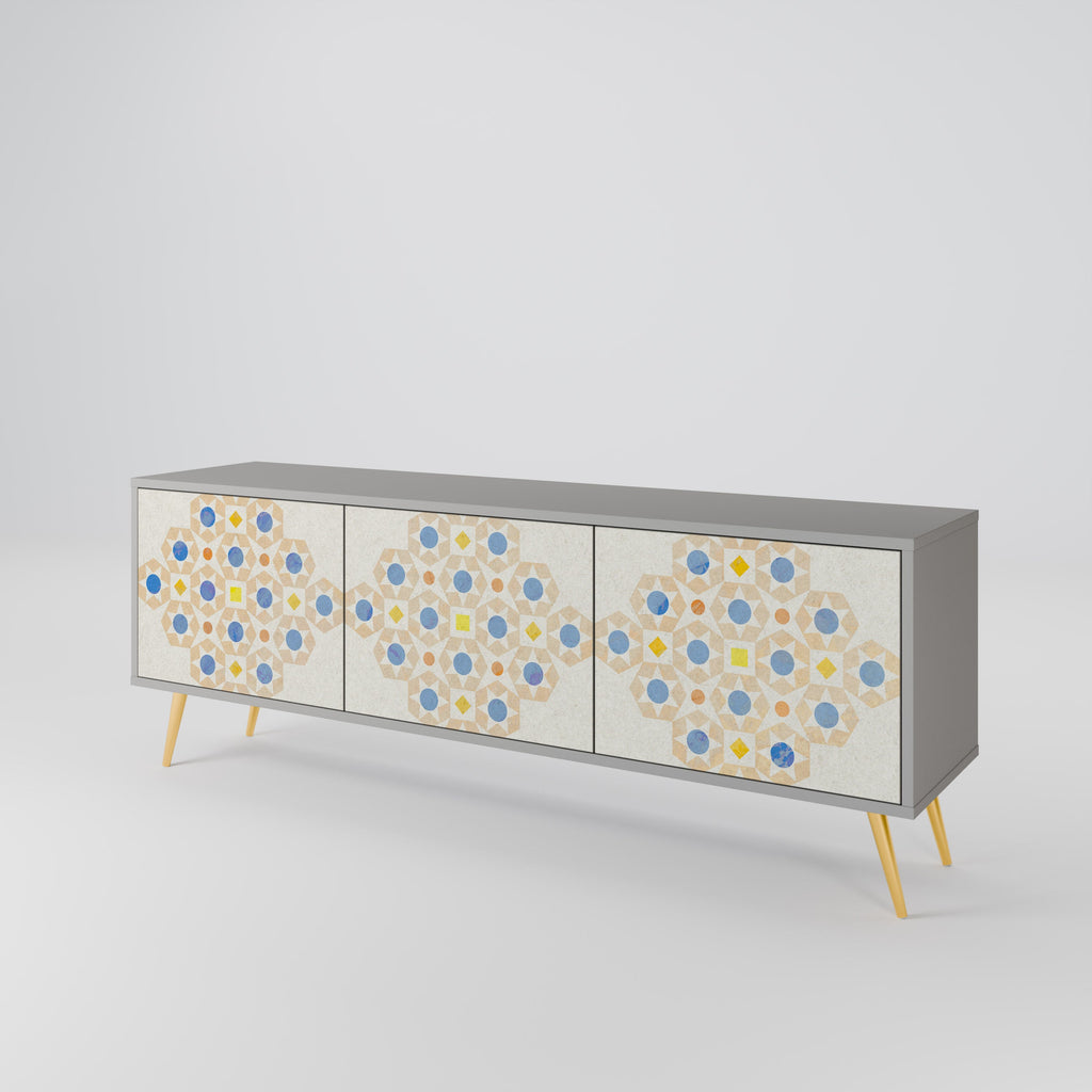 PATTERNED PRISM TV-Lowboard mit 3 Türen in Grau