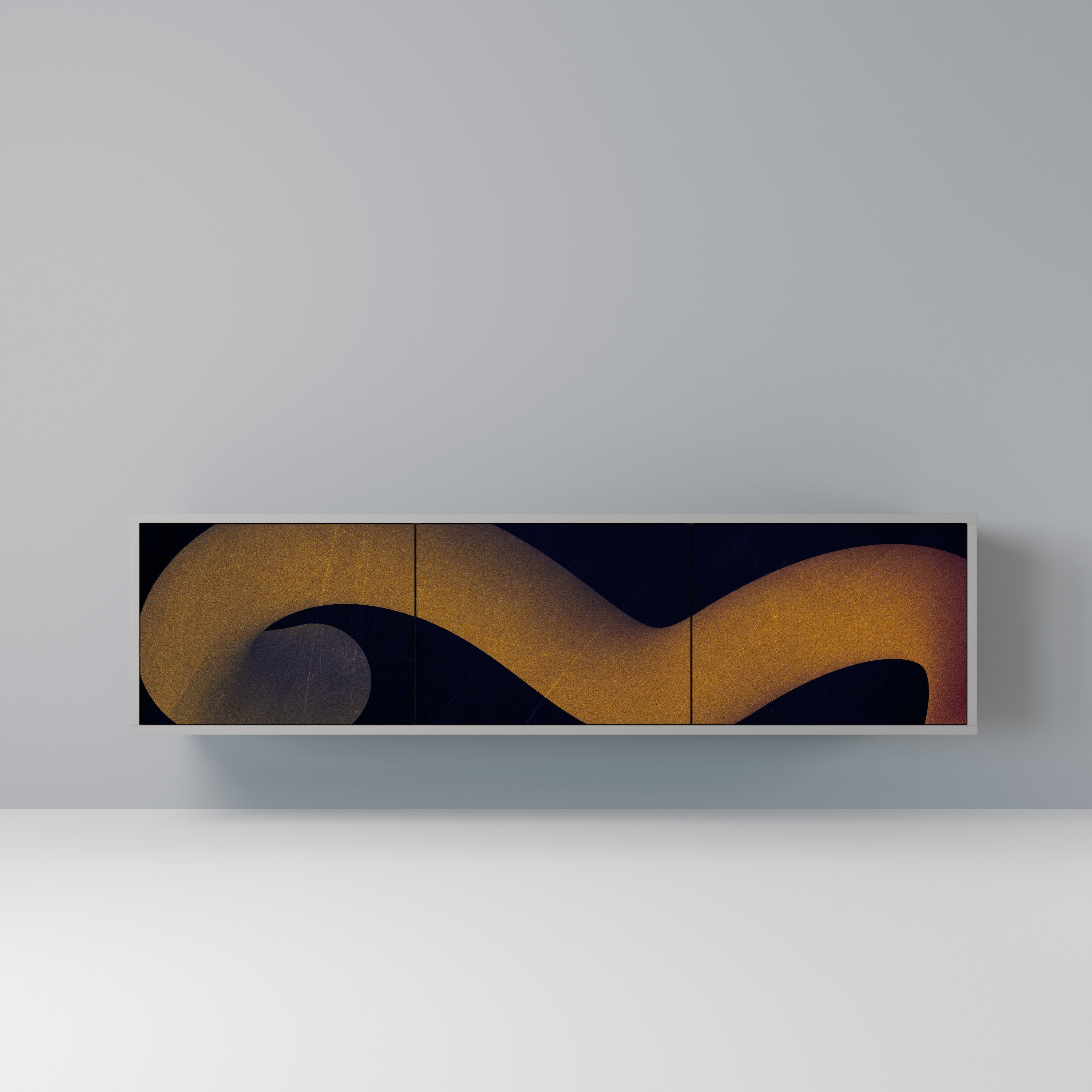 HOLLOW TIME 3-Door TV Stand in Grey Finish