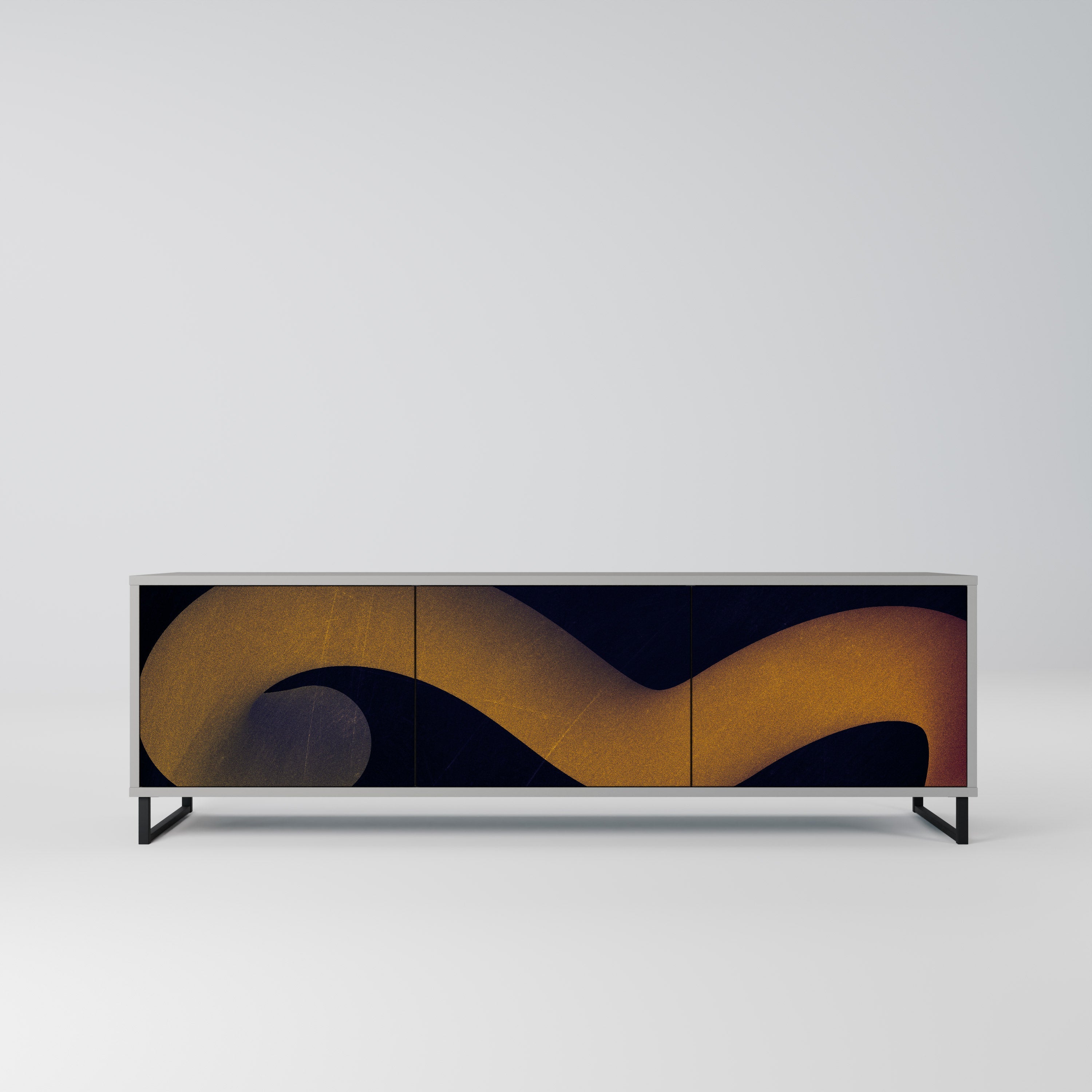 HOLLOW TIME 3-Door TV Stand in Grey Finish