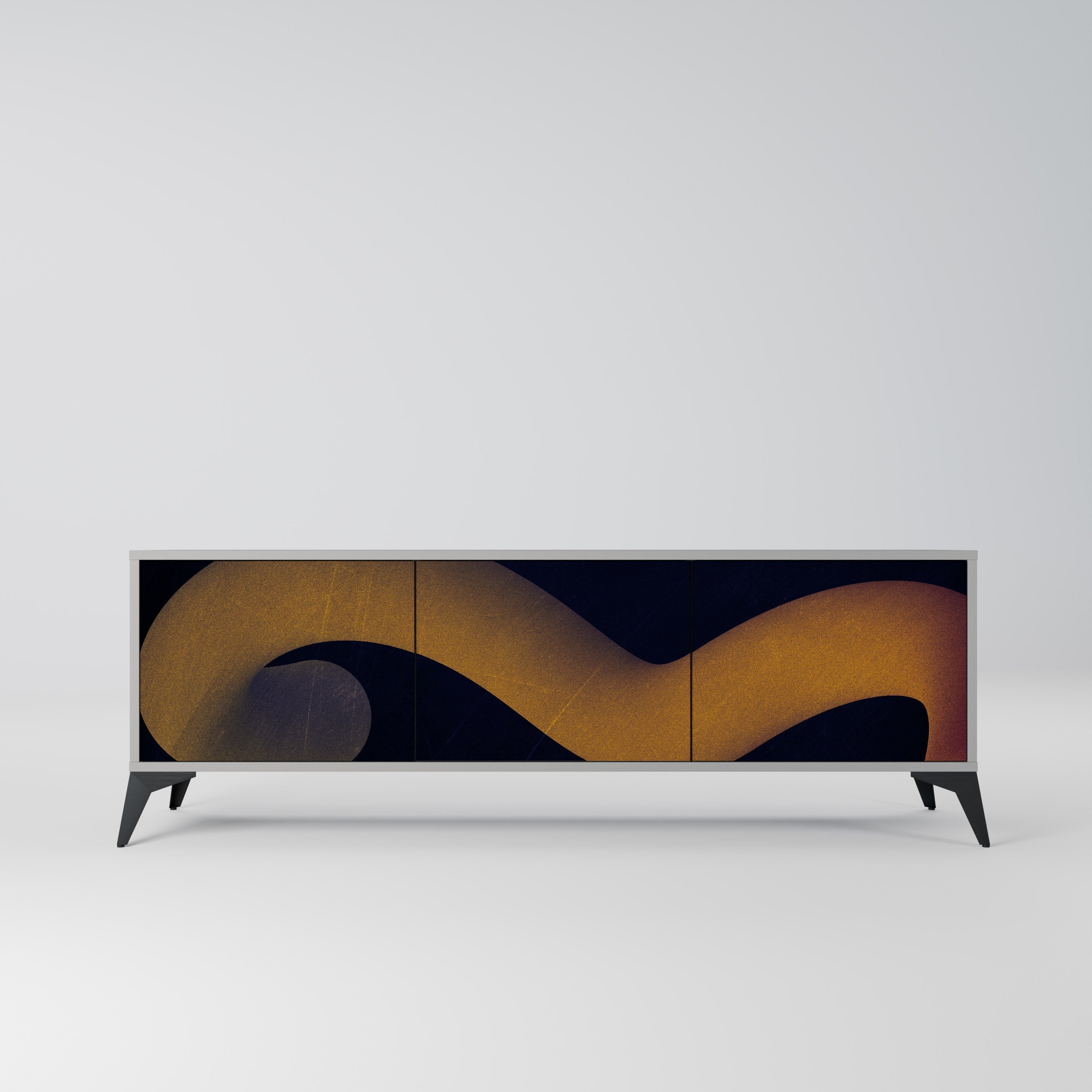 HOLLOW TIME 3-Door TV Stand in Grey Finish