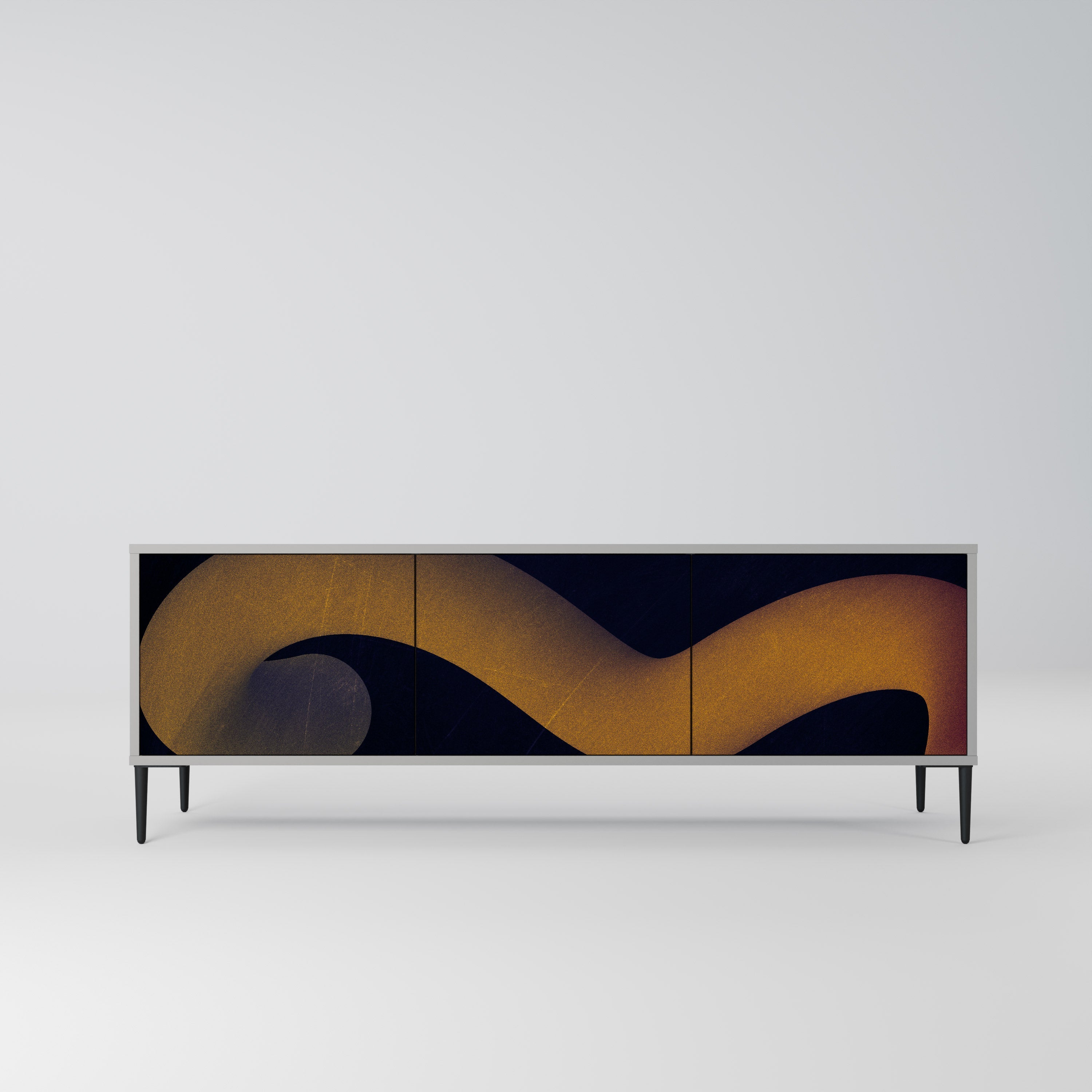 HOLLOW TIME 3-Door TV Stand in Grey Finish