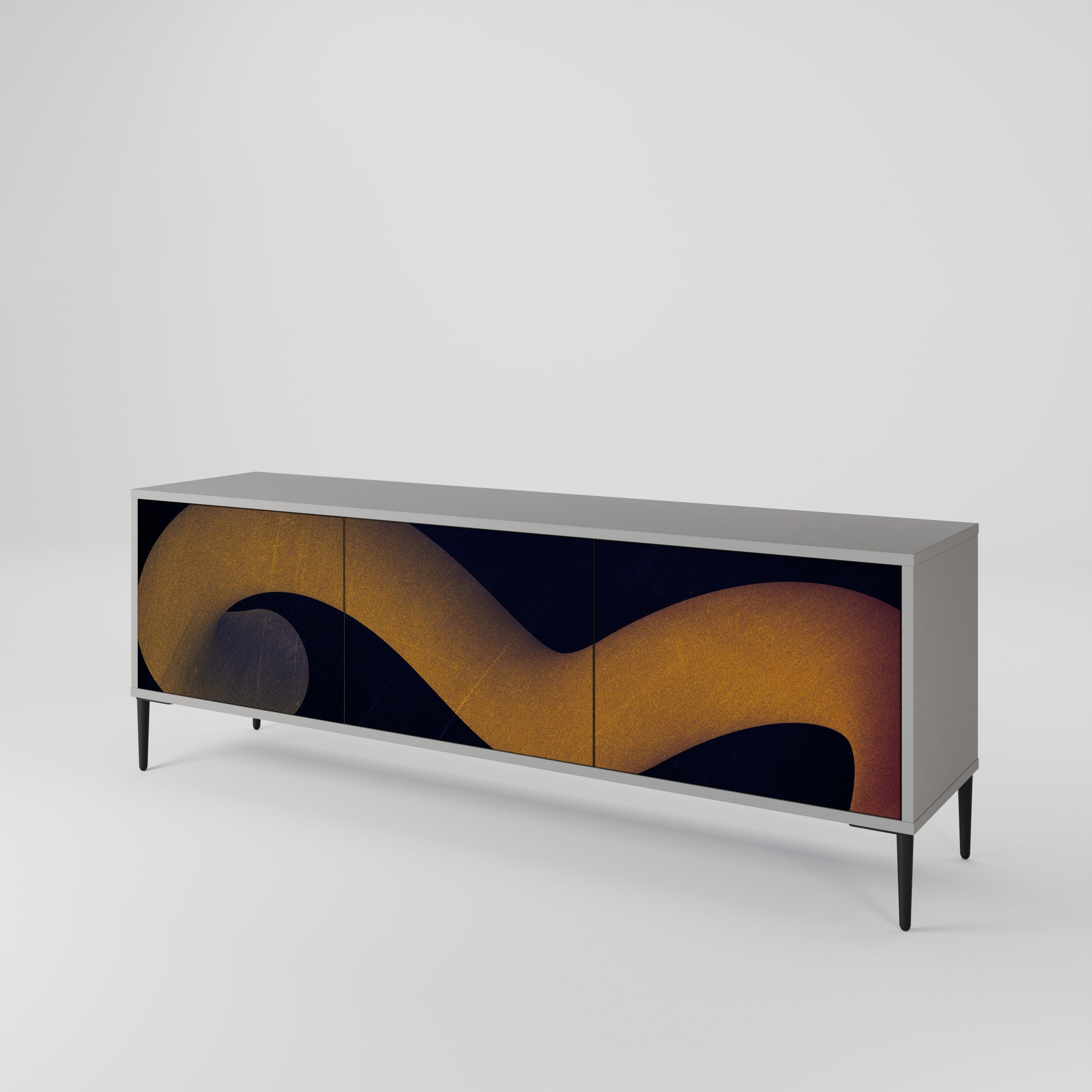 HOLLOW TIME 3-Door TV Stand in Grey Finish