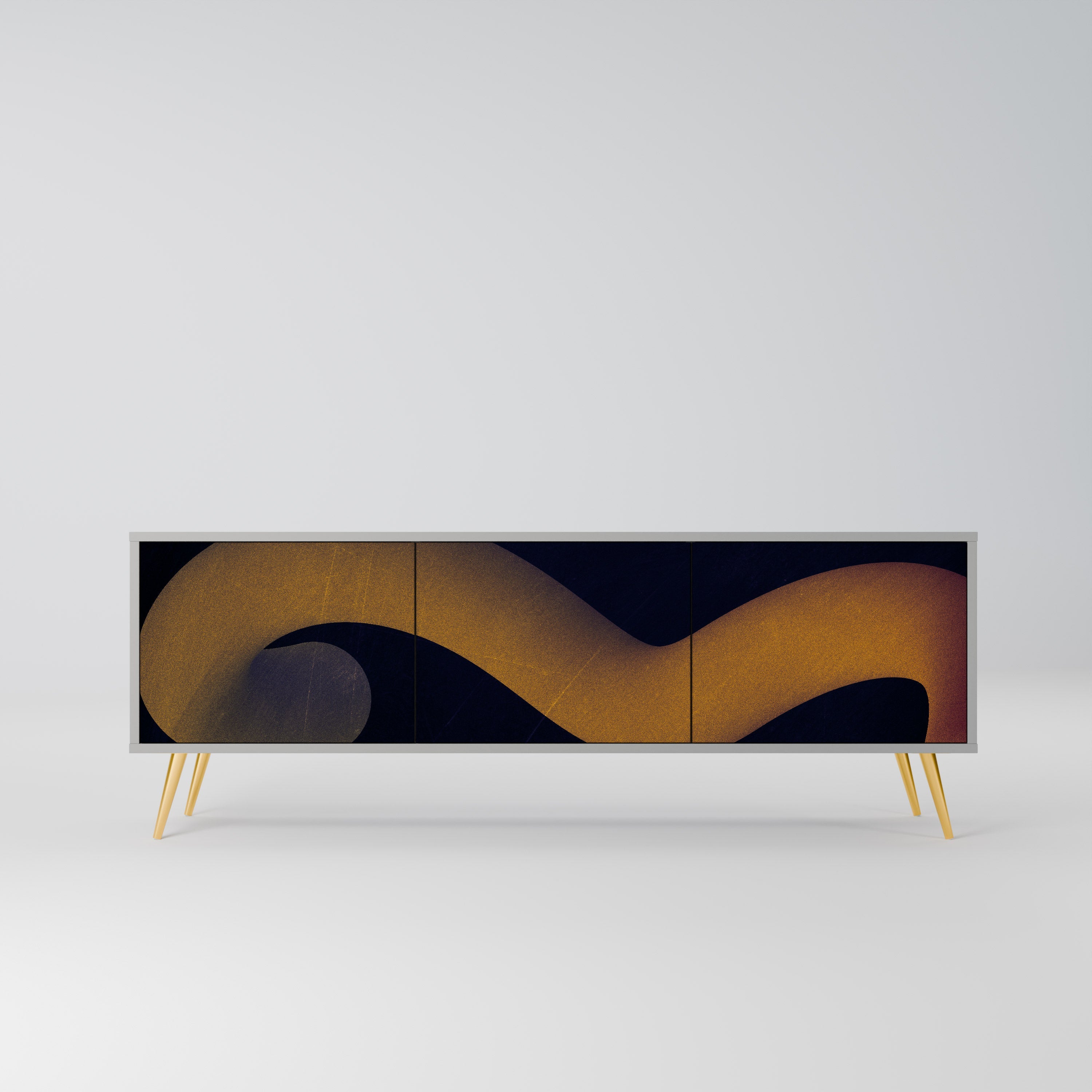 HOLLOW TIME 3-Door TV Stand in Grey Finish