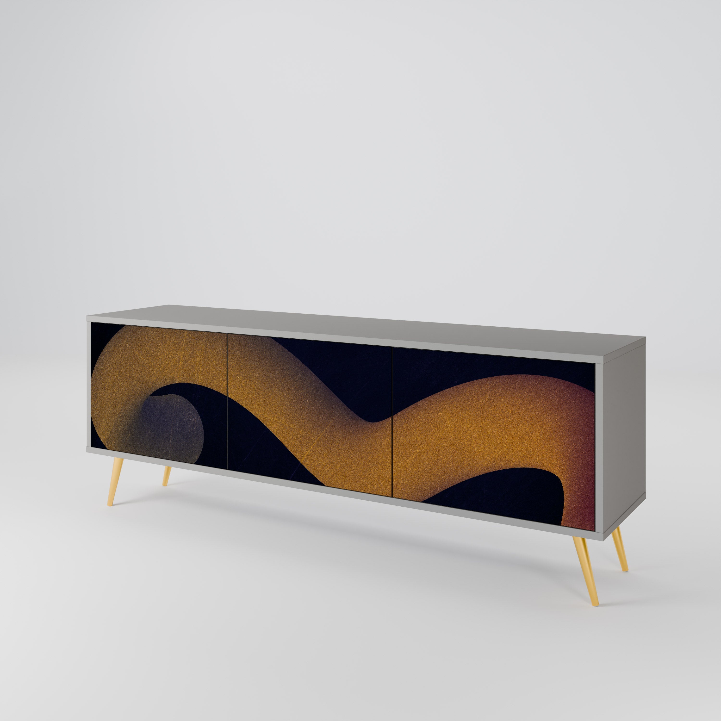 HOLLOW TIME 3-Door TV Stand in Grey Finish