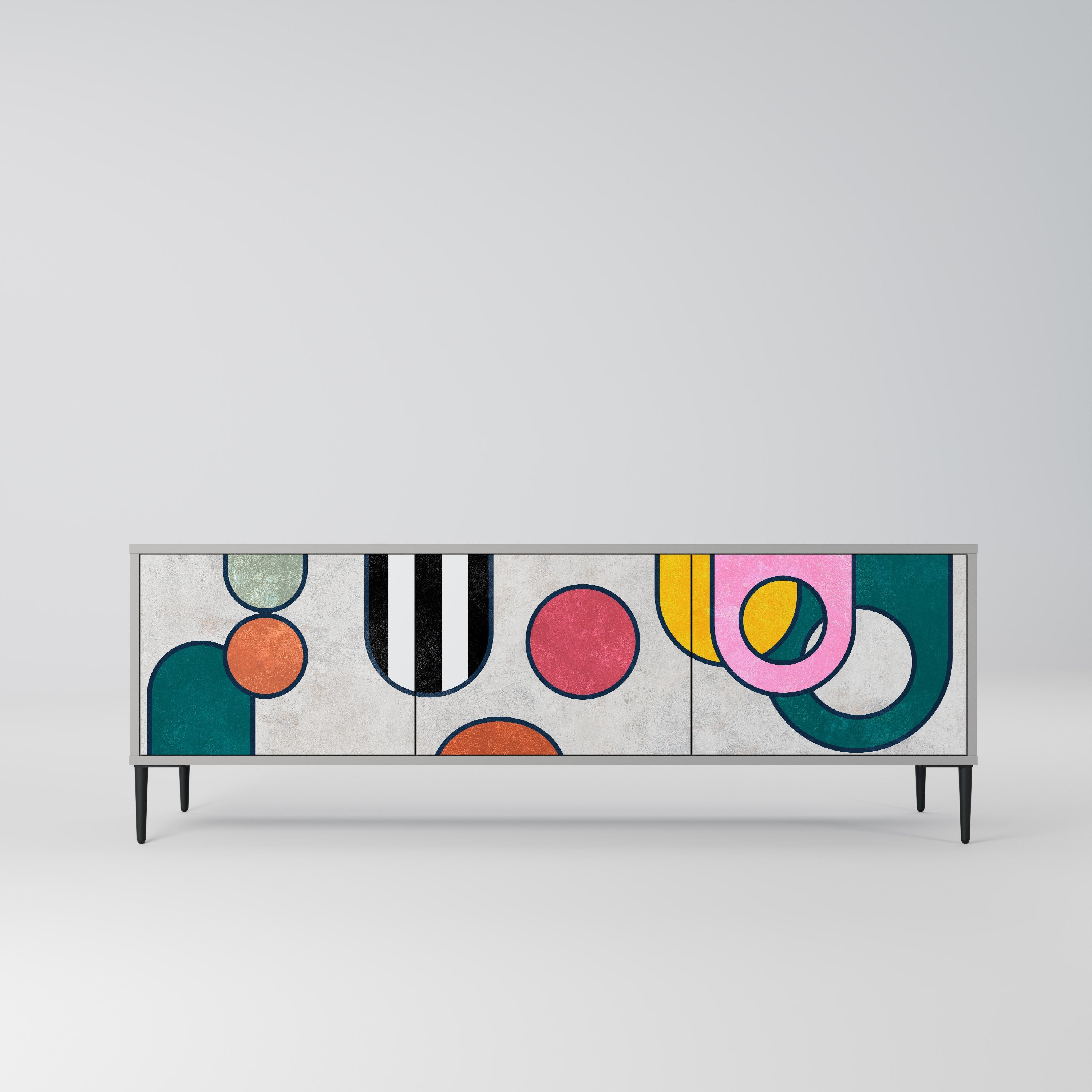 COOL STORY 3-Door TV Stand in Grey Finish