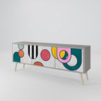 COOL STORY 3-Door TV Stand in Grey Finish