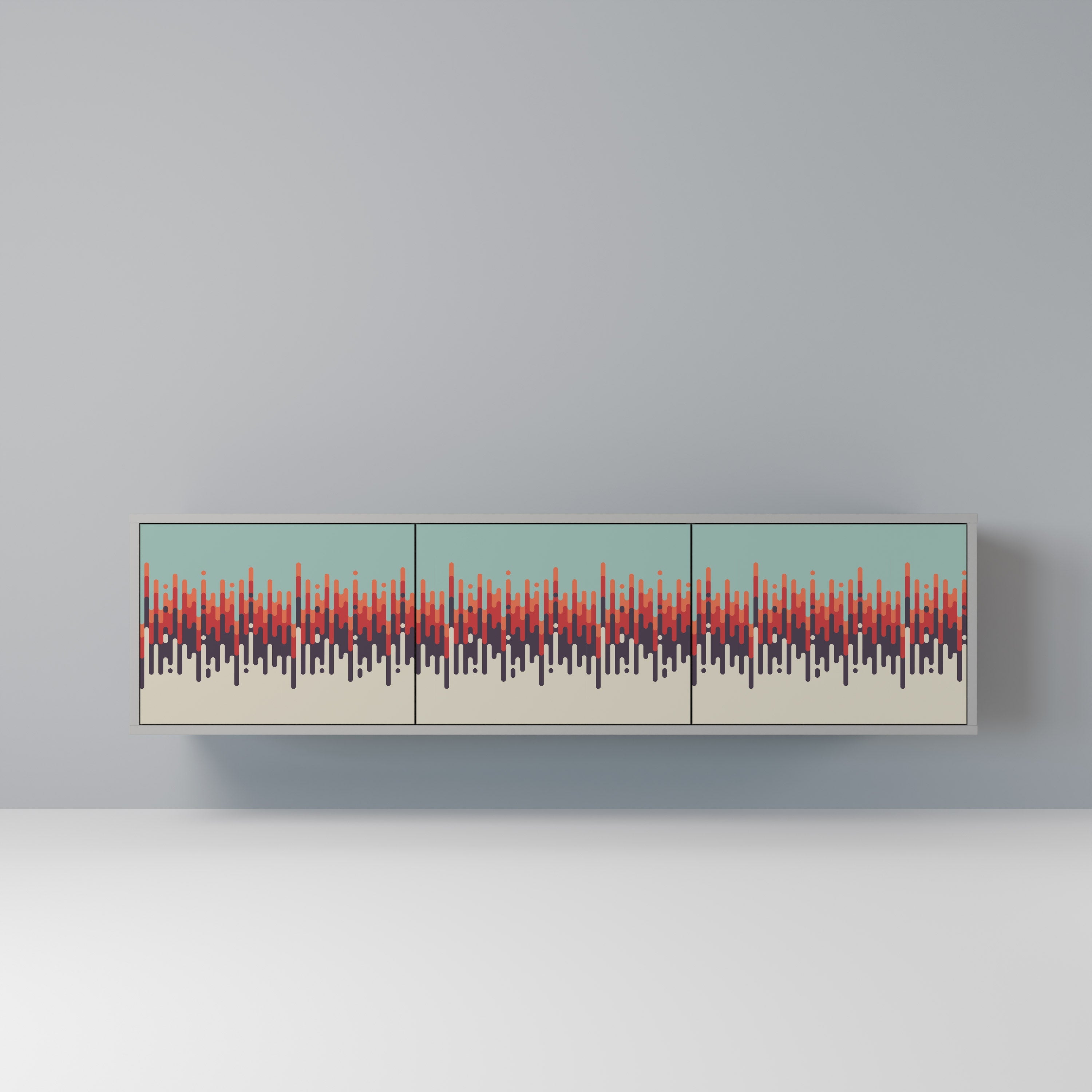 CHROMA CONTOURS 3-Door TV Stand in Grey Finish