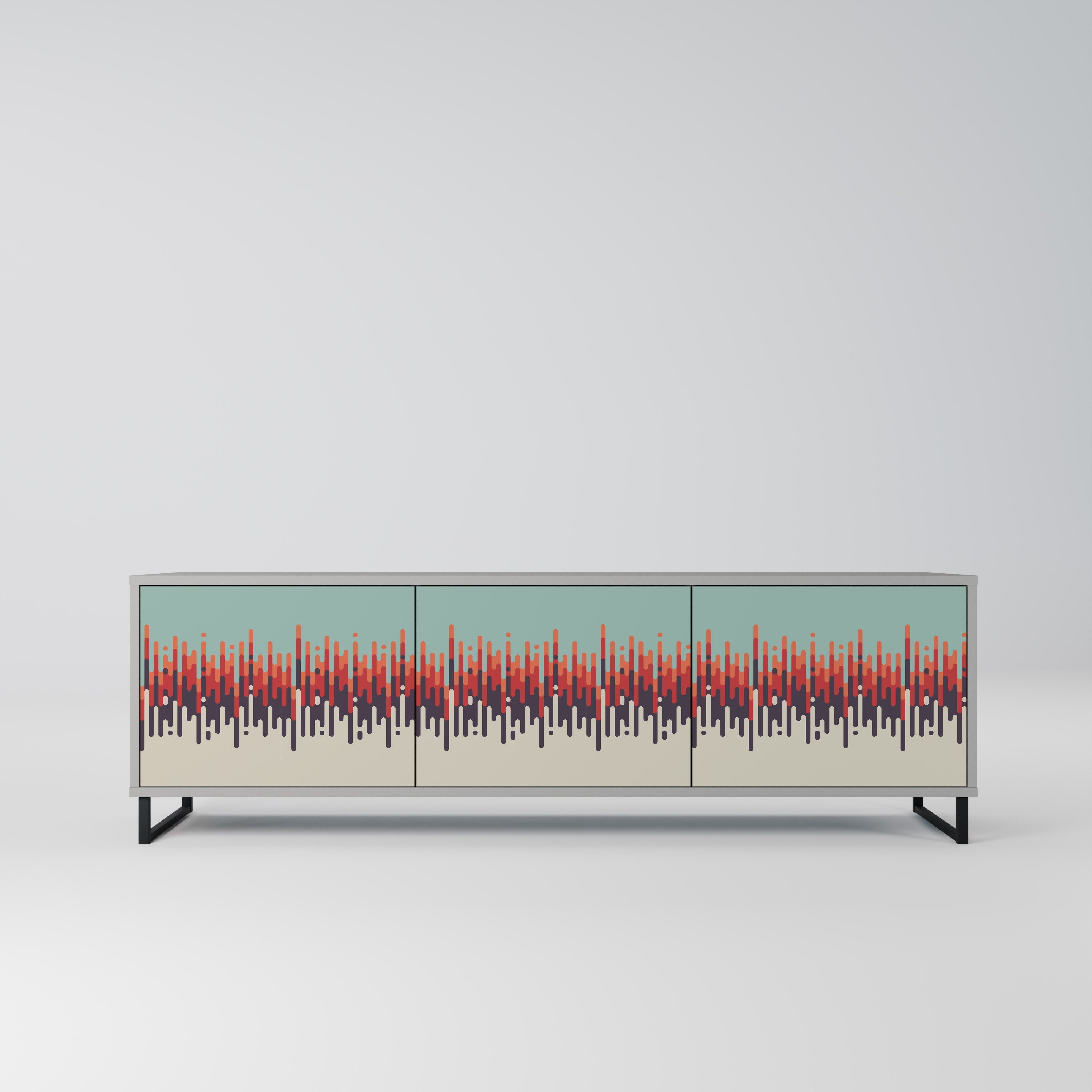 CHROMA CONTOURS 3-Door TV Stand in Grey Finish