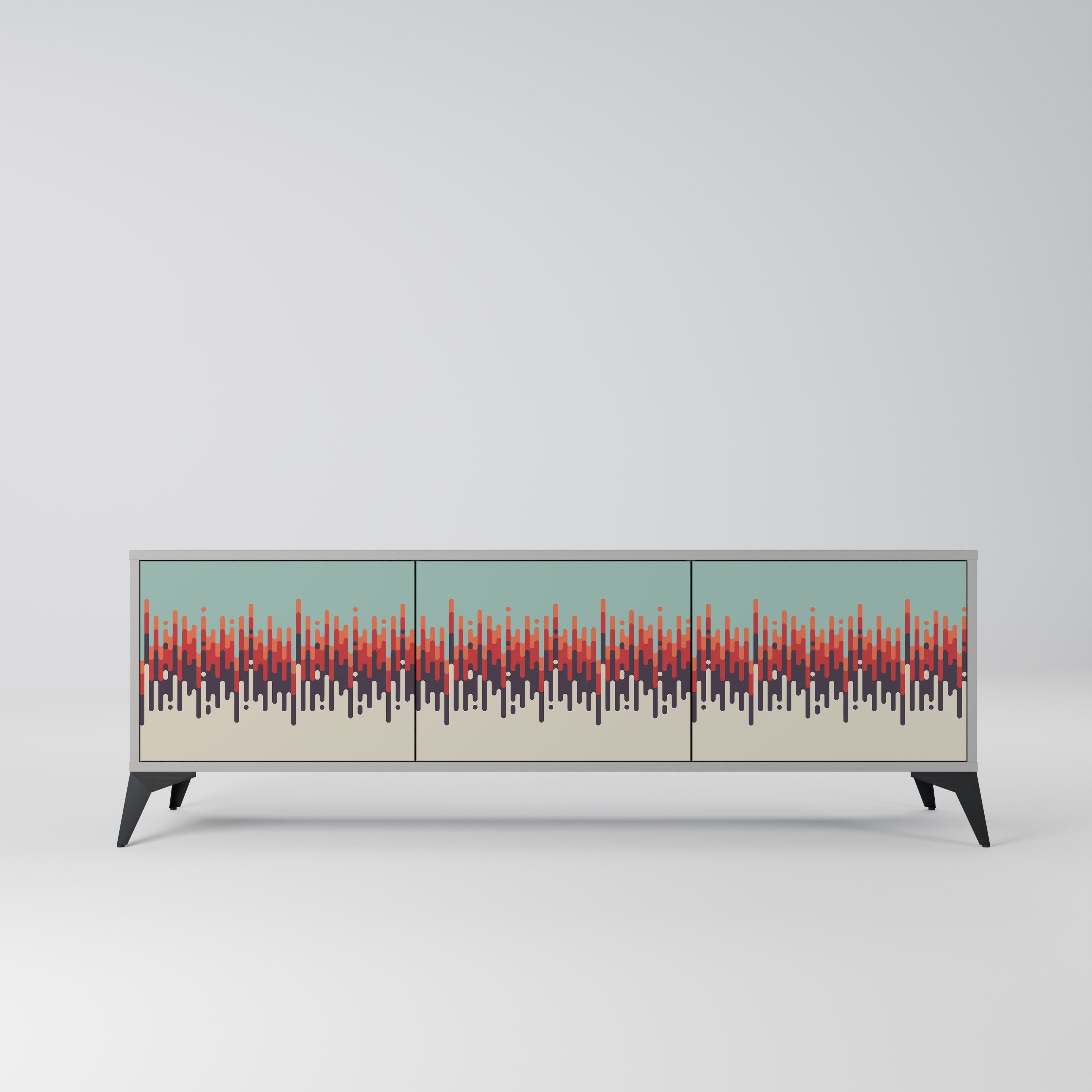 CHROMA CONTOURS 3-Door TV Stand in Grey Finish